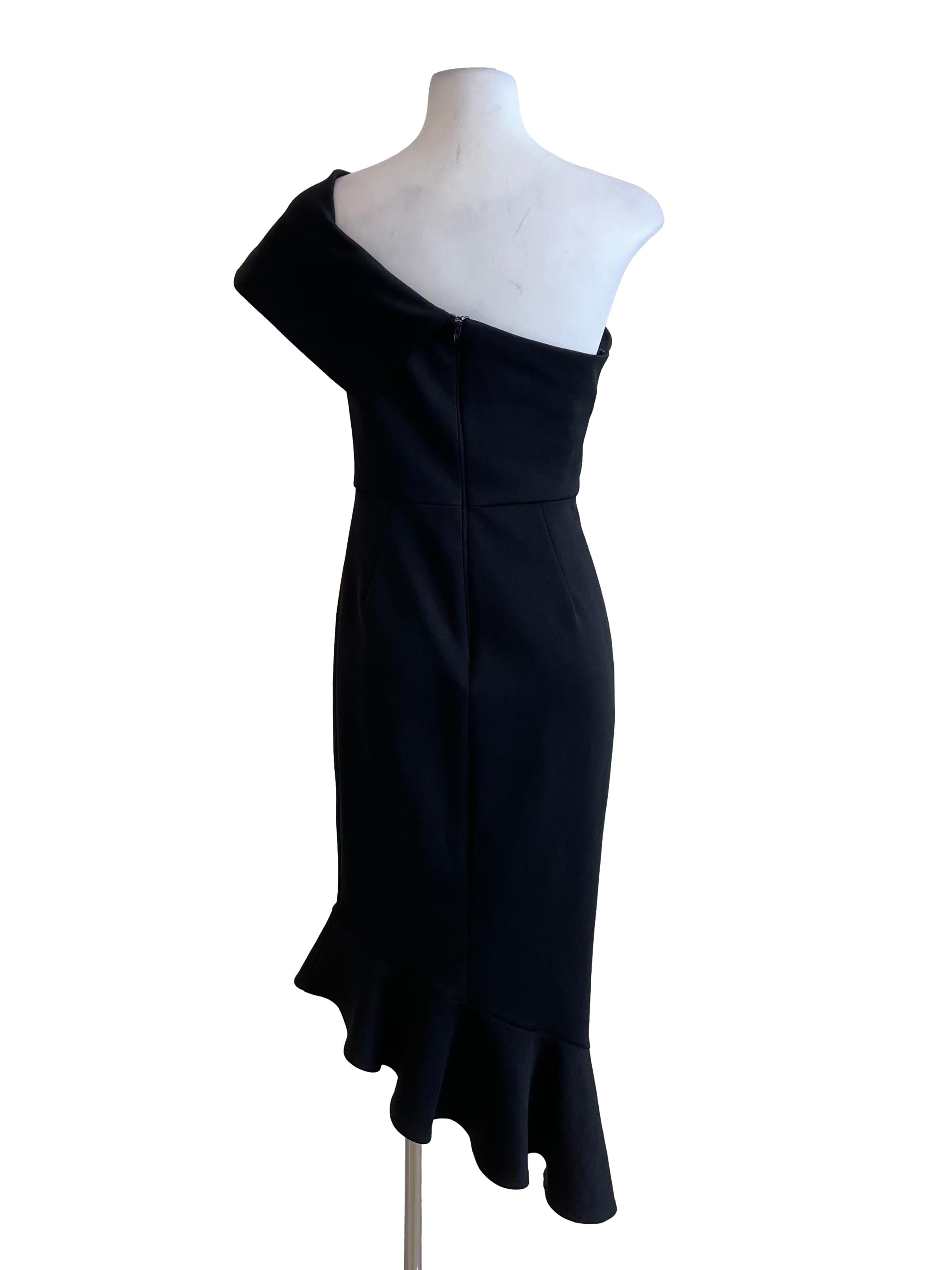 Black Asymmetric Trumpet Dress