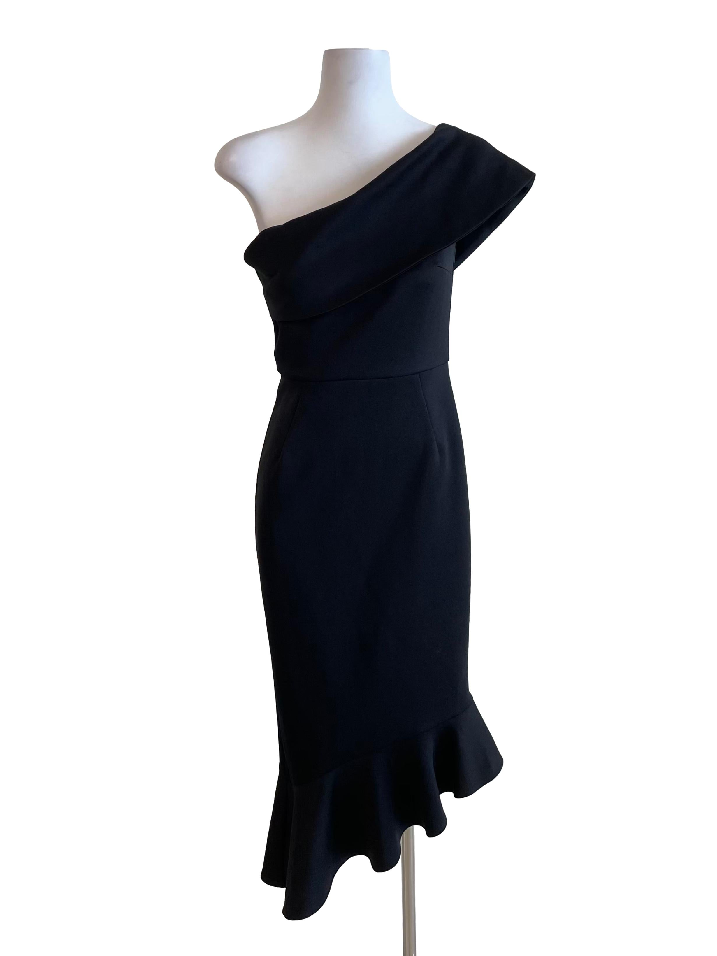 Black Asymmetric Trumpet Dress