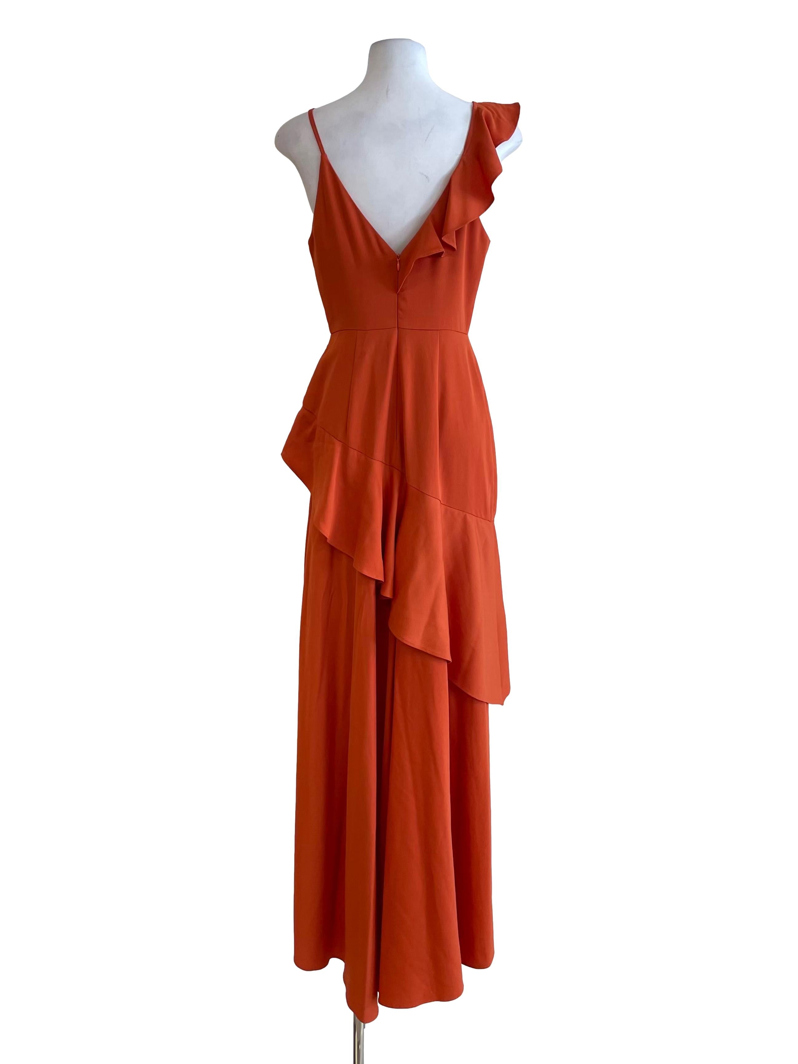 Tiger Ruffle V Neck Long Tail Dress
