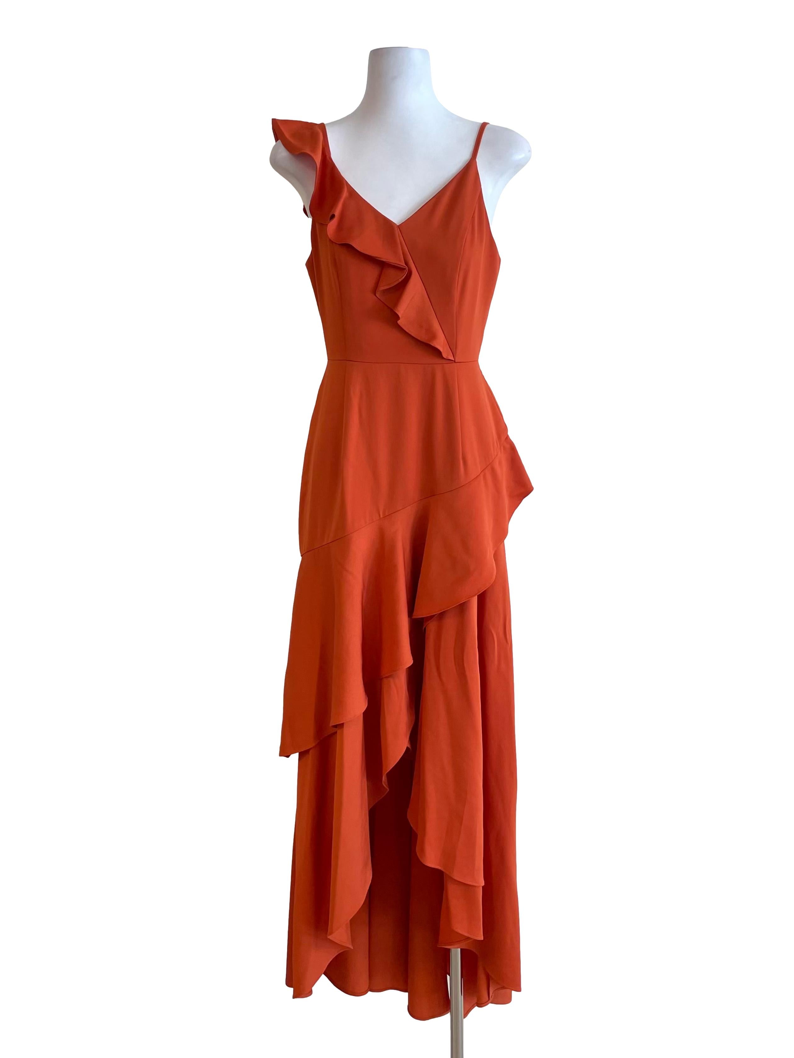 Tiger Ruffle V Neck Long Tail Dress