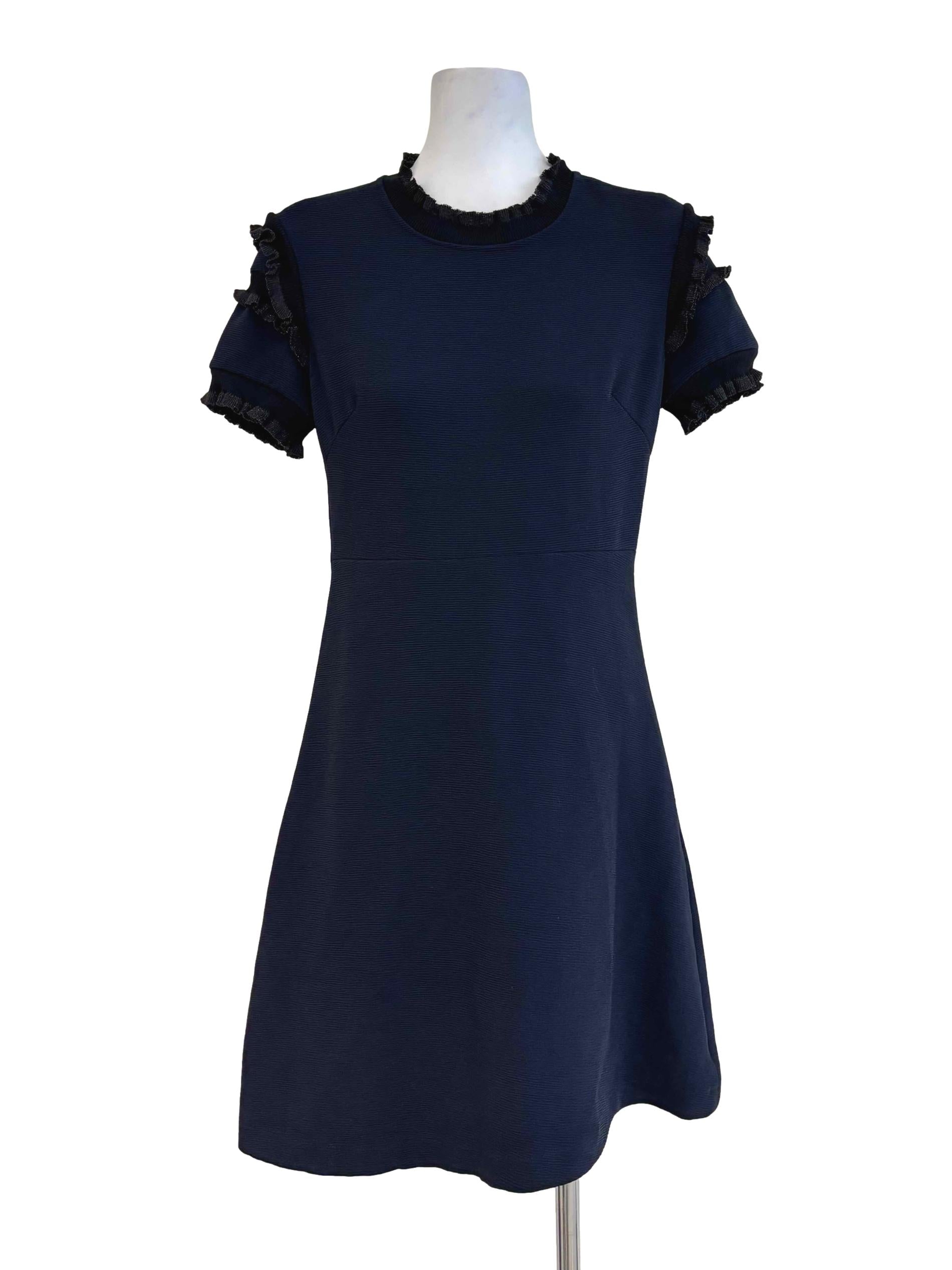 Midnight Blue Short Sleeve A-Line Dress