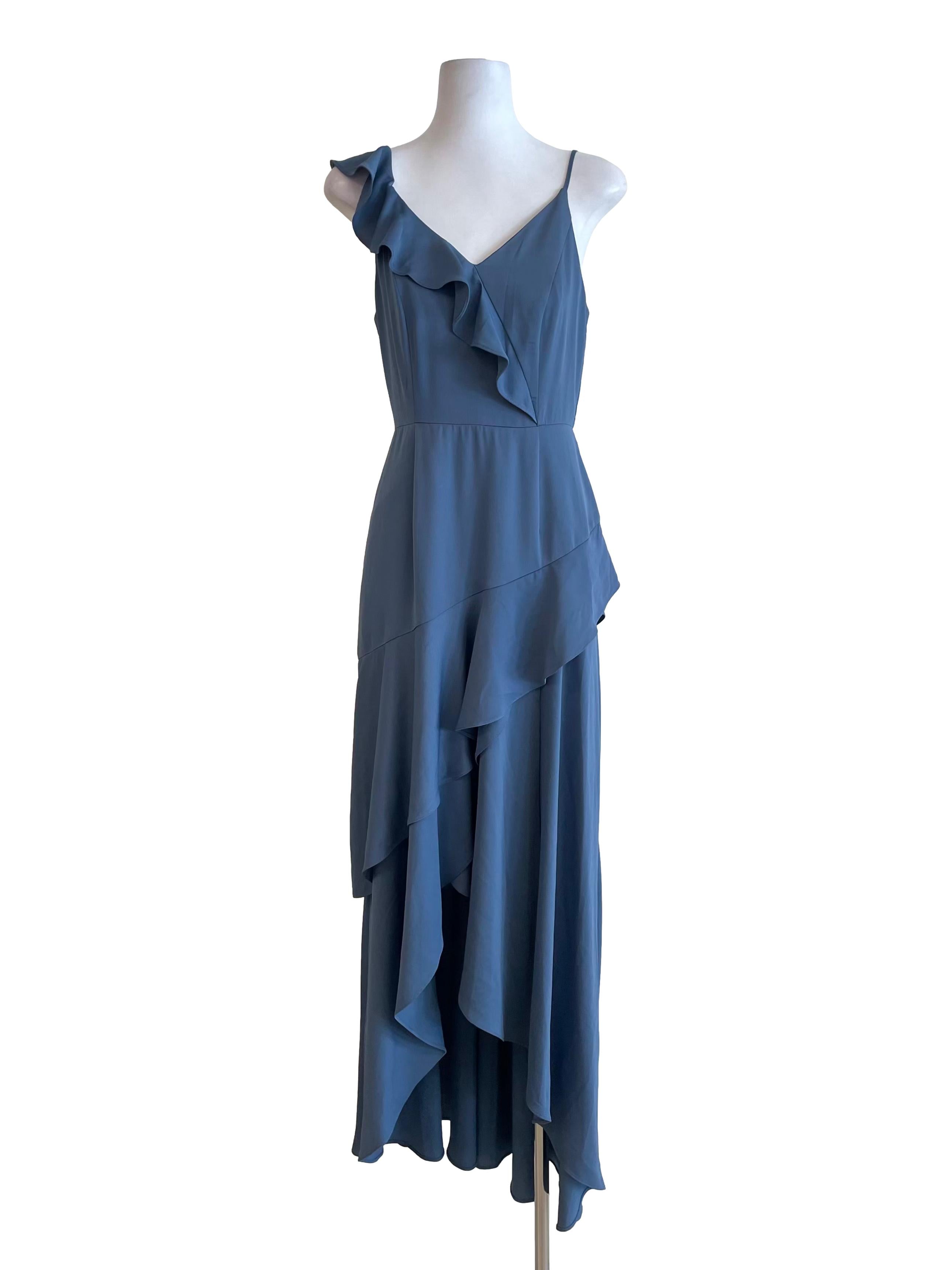 Aegean Ruffle V Neck Long Tail Dress