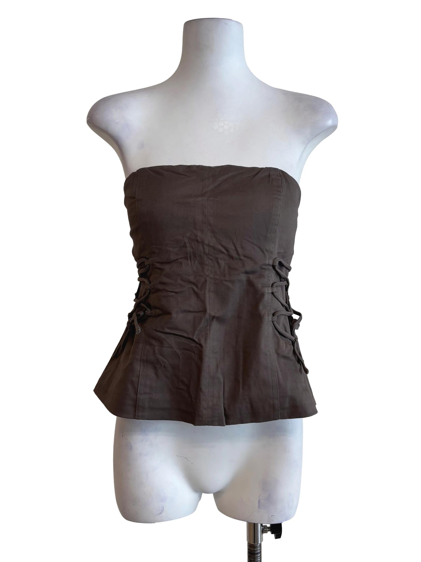Grey Nasha Lace Up Tube Padded Top