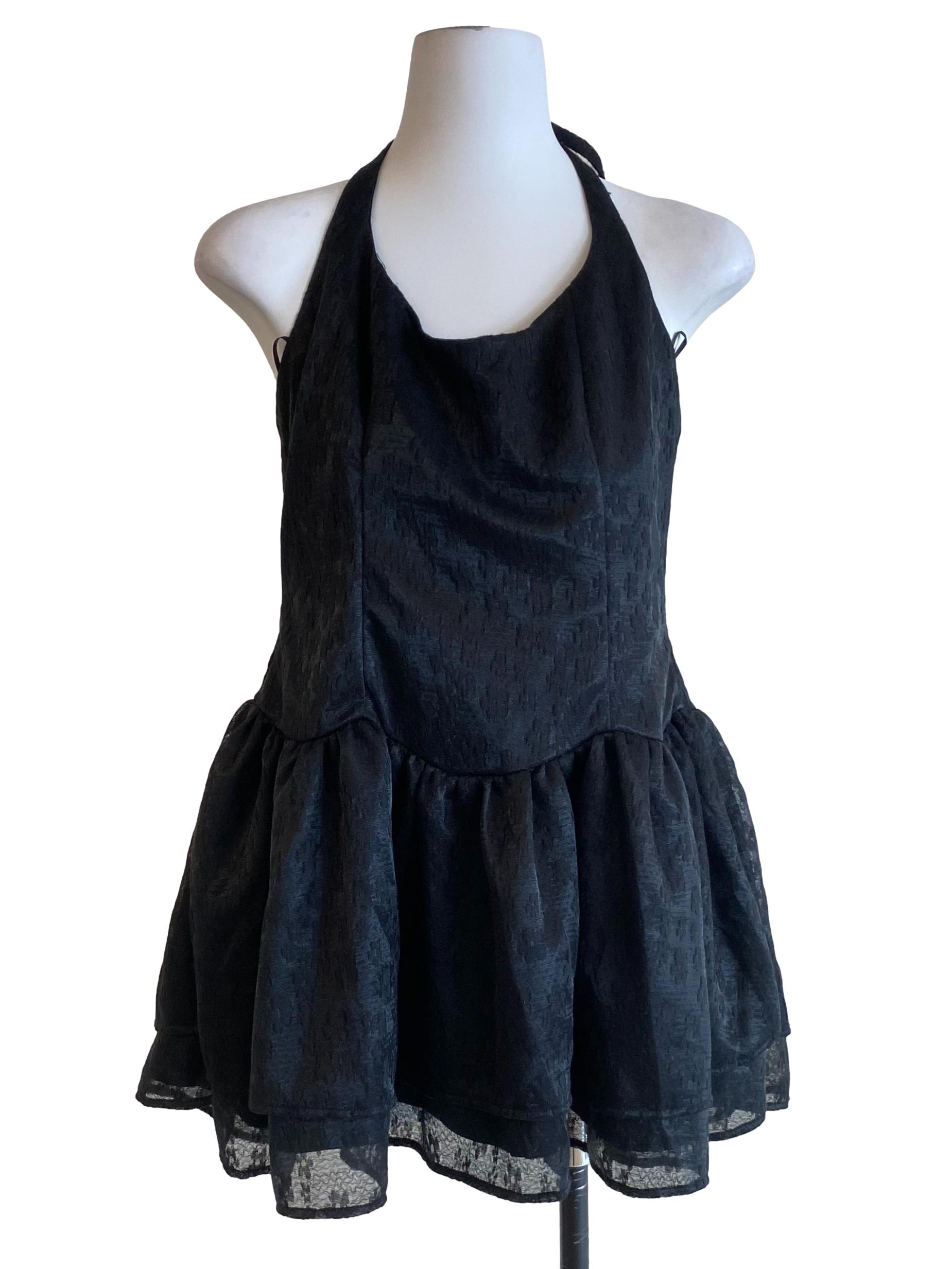 Black Lace Babydoll Halter Top