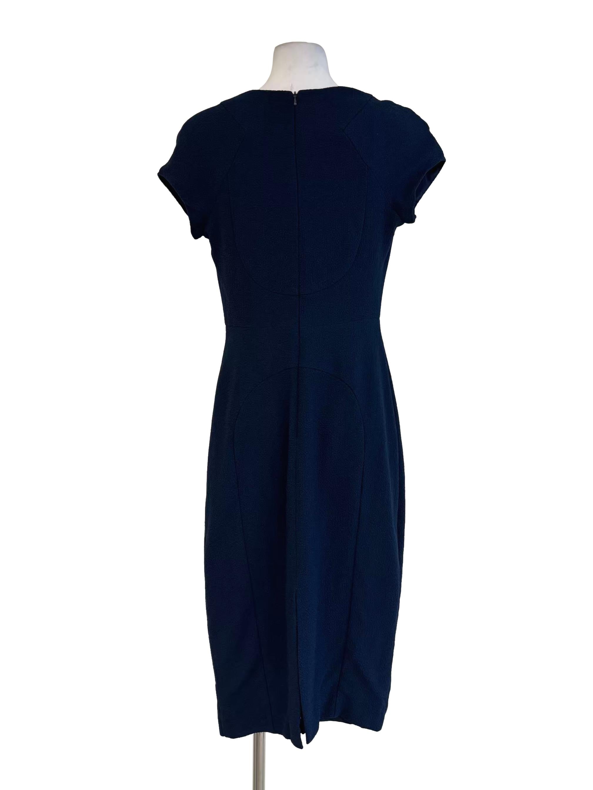 Navy Blue Short Sleeve Pencil Dress