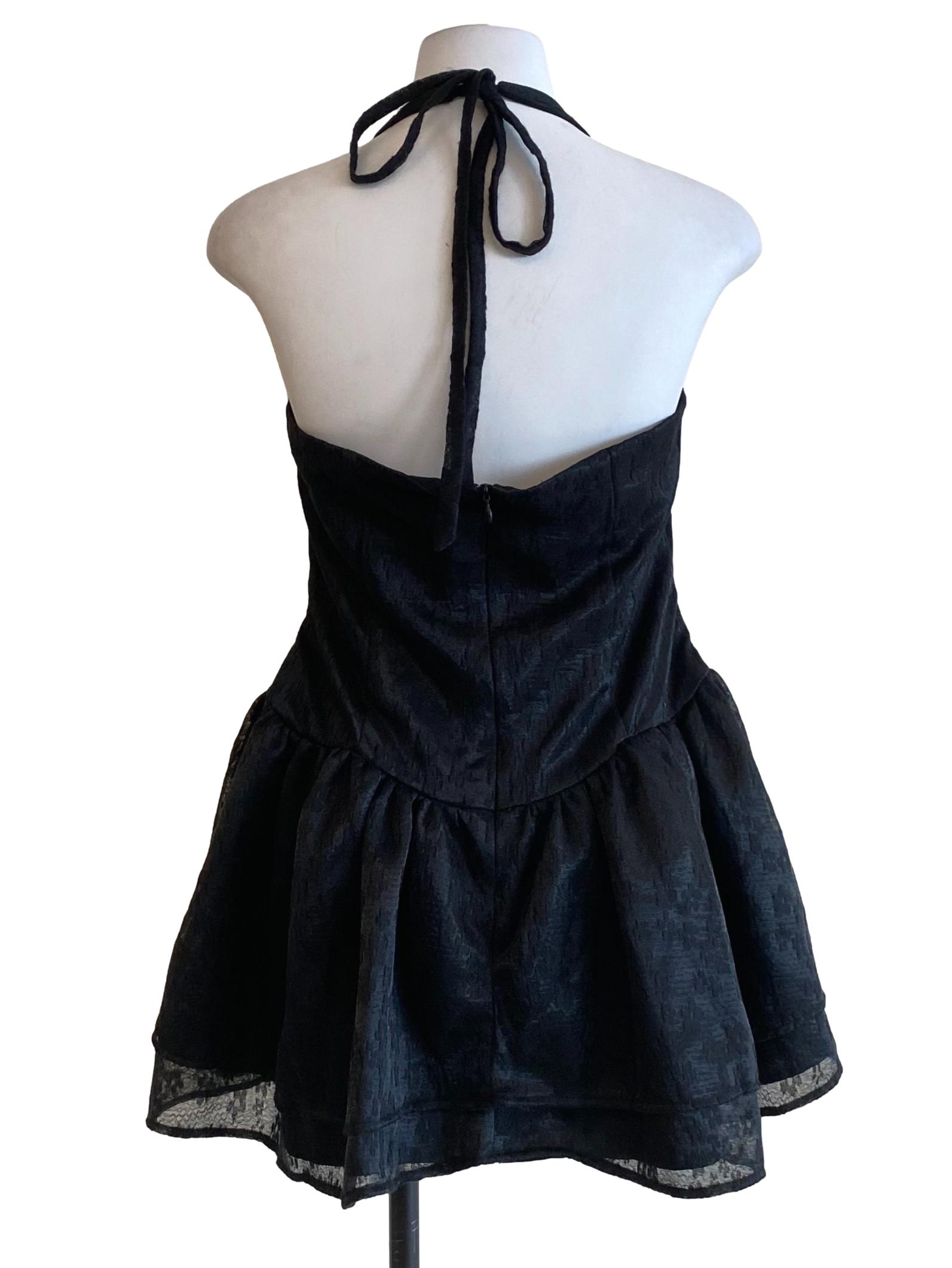 Black Lace Babydoll Halter Top
