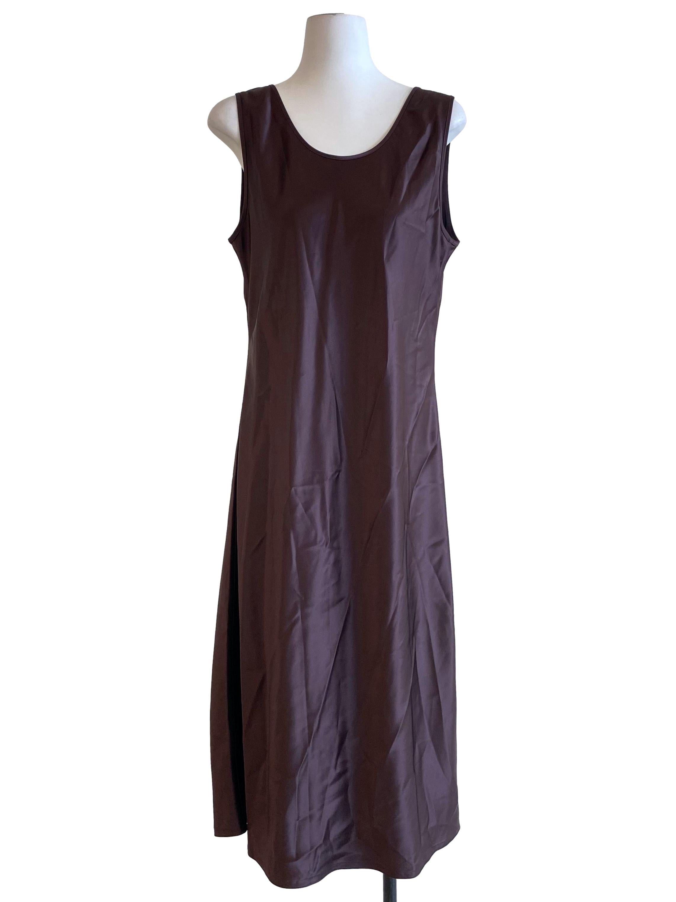 Brown Sheath Satin Dress