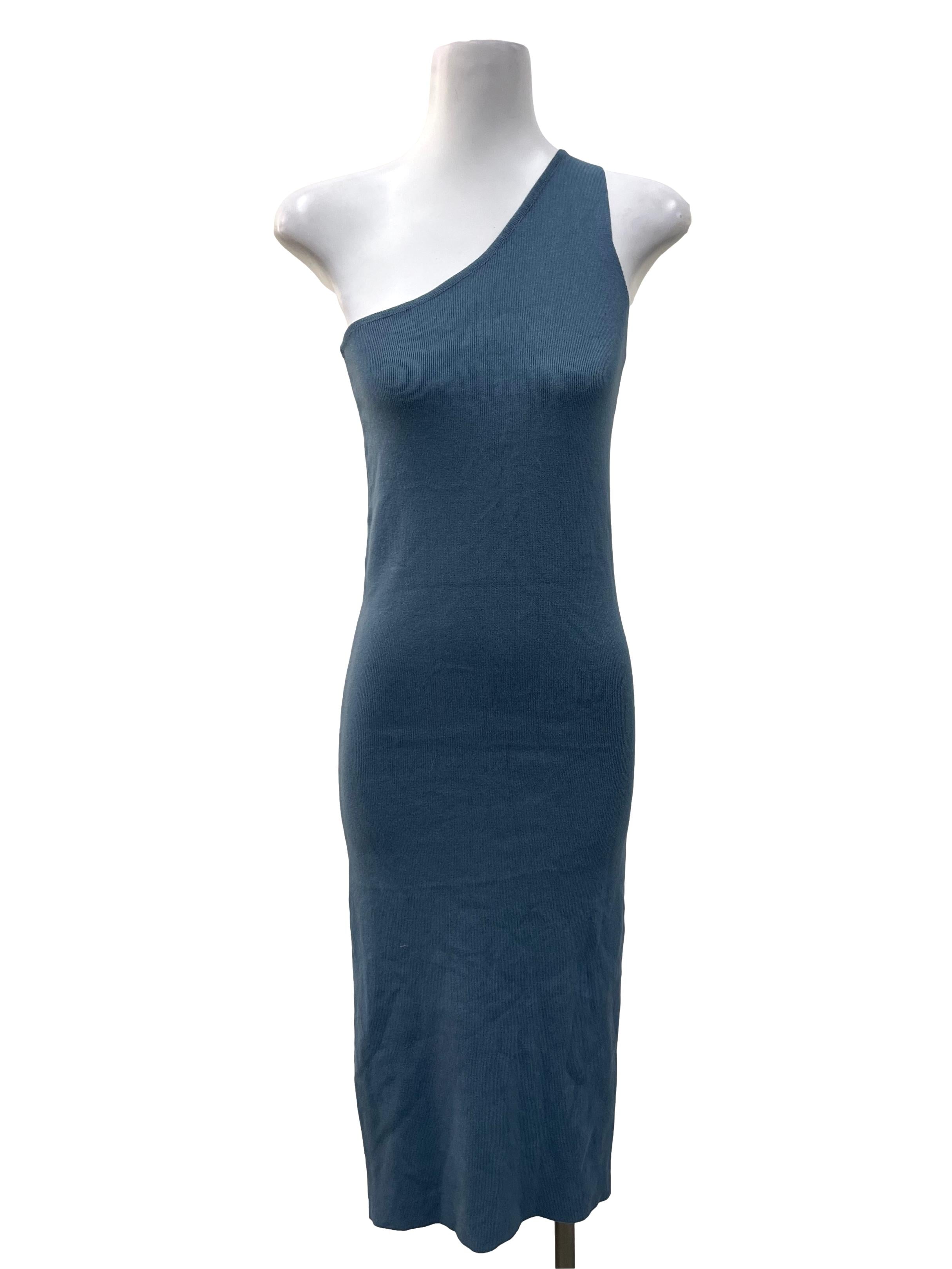 Stone Blue Ribbed Toga Dress