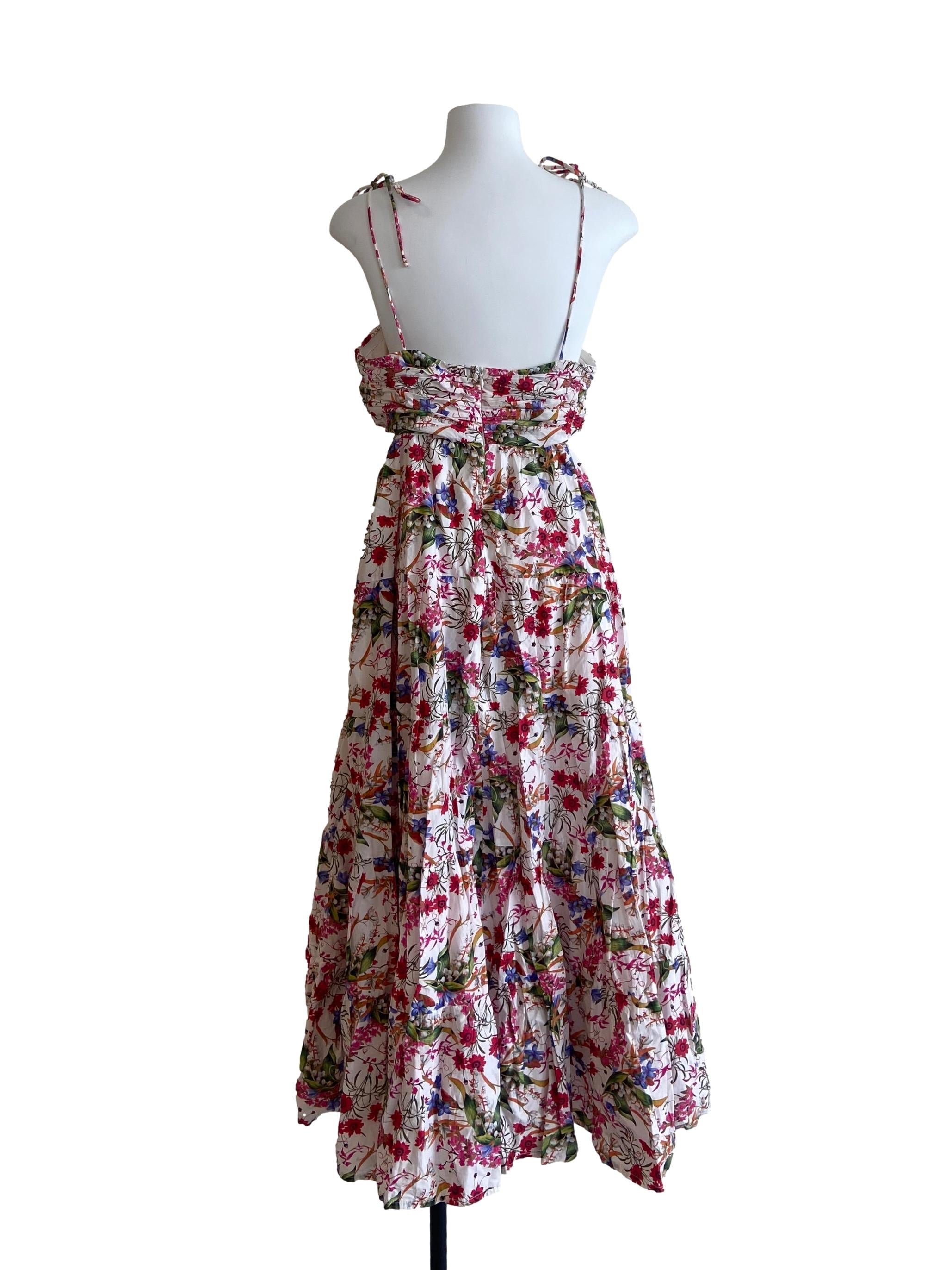 White Spaghetti Strap Floral Layered Dress