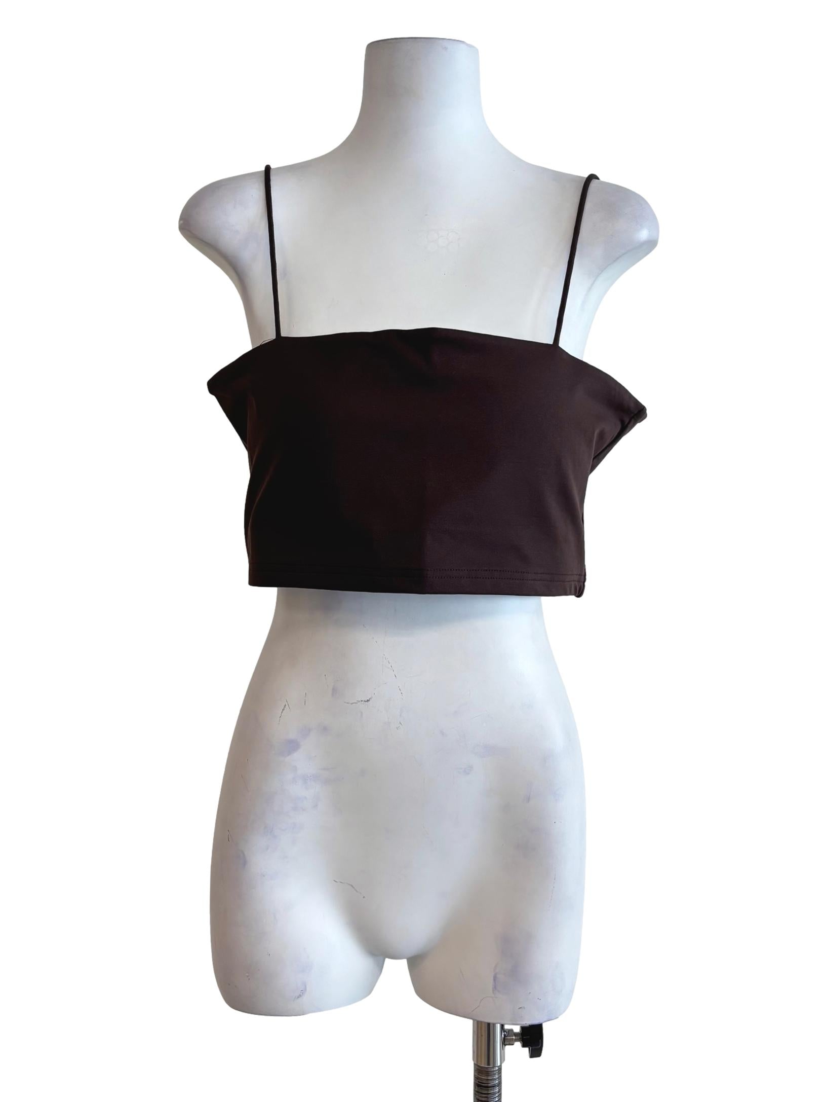 Brown Jalen Basic Crop Padded Top
