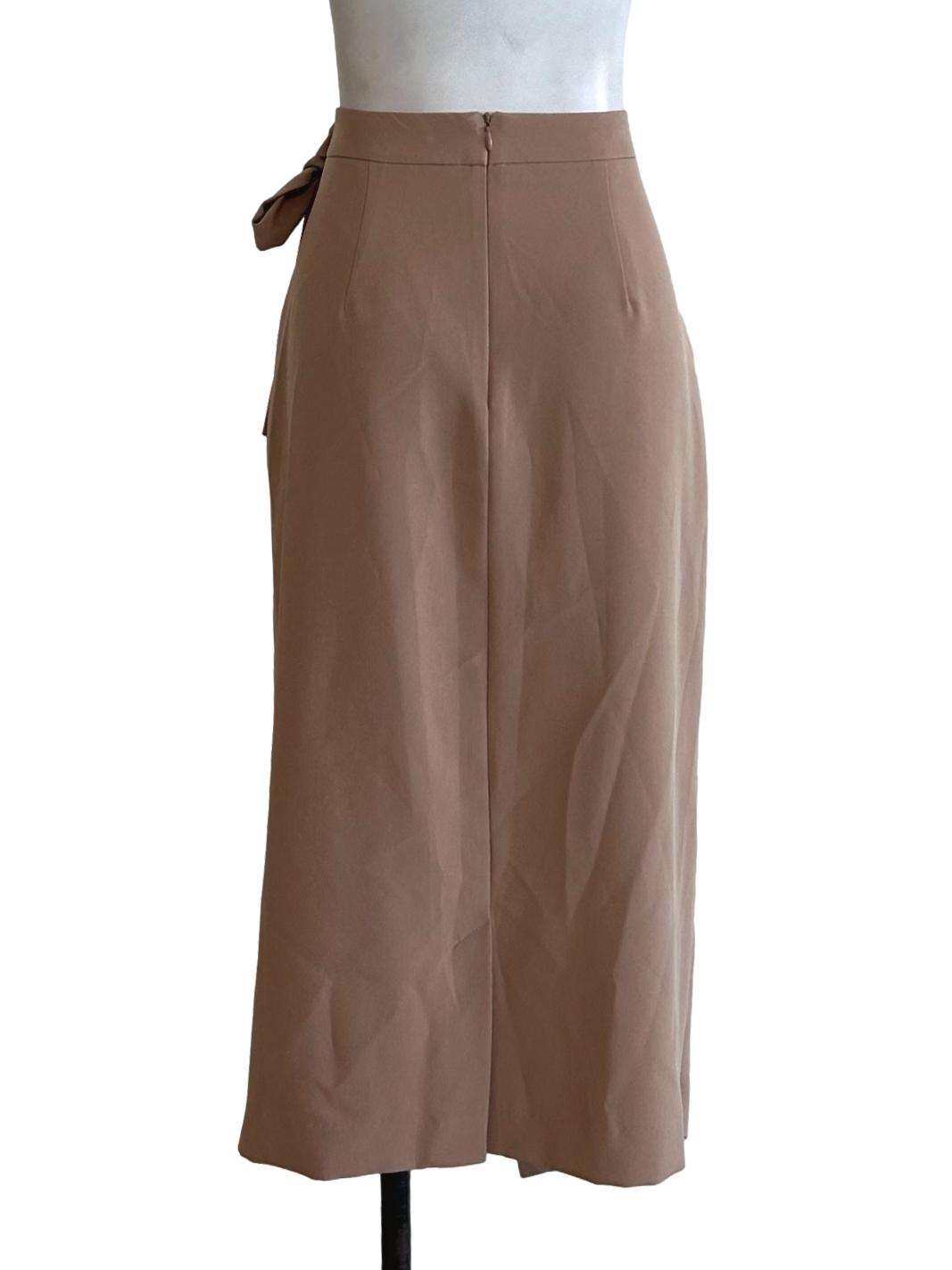 Brown Wrap Midi Pencil Skirt