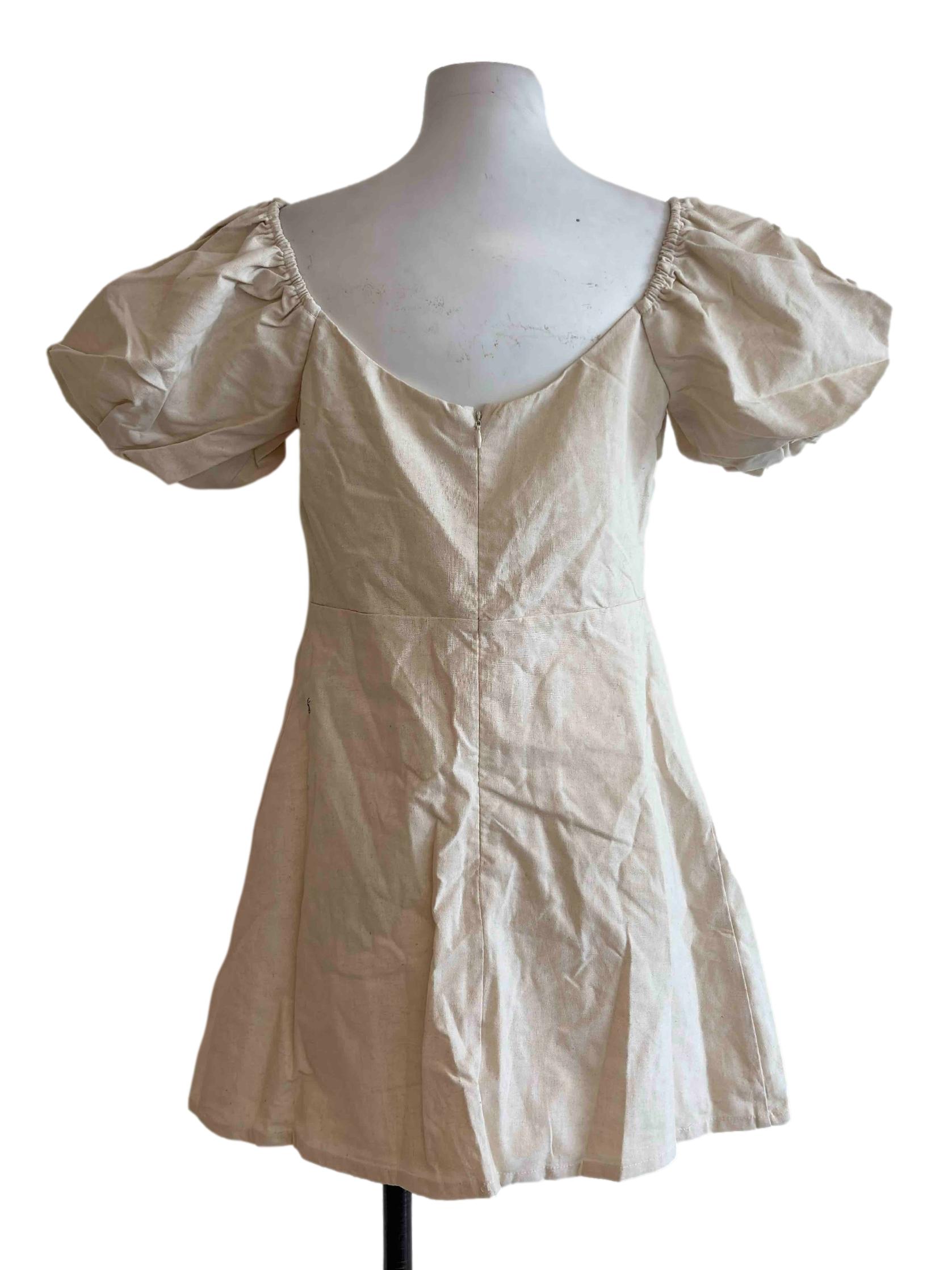 Oatmeal Beige Linen Mini Dress