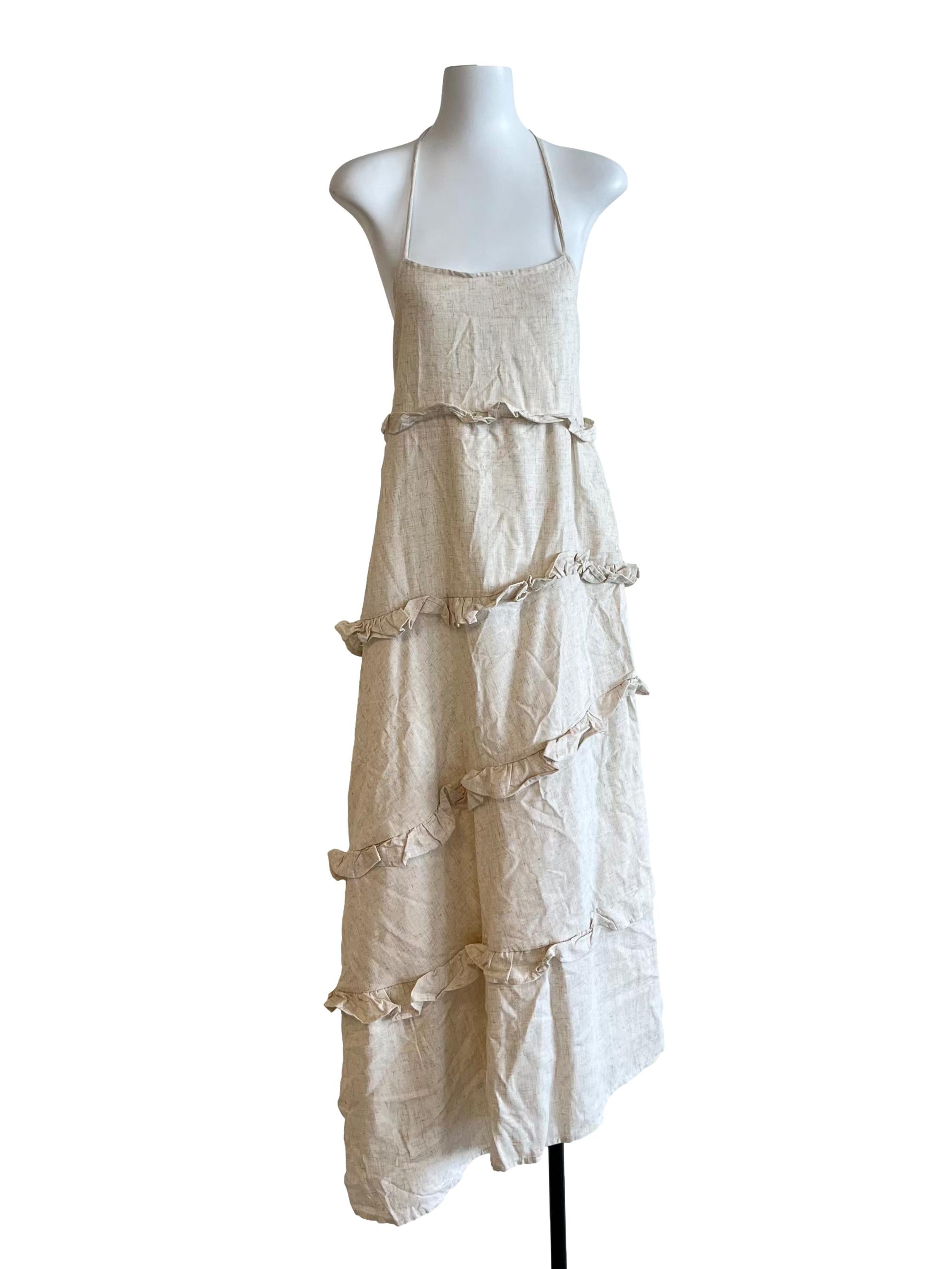 Linen Beige Halter Sundress