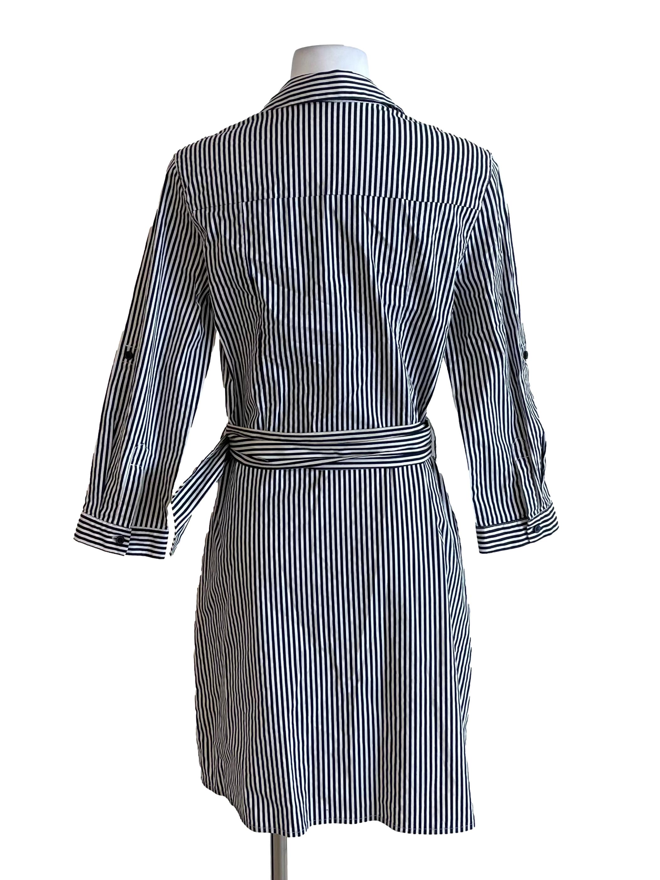 Navy & White Bengal Stripe Shirt Dress