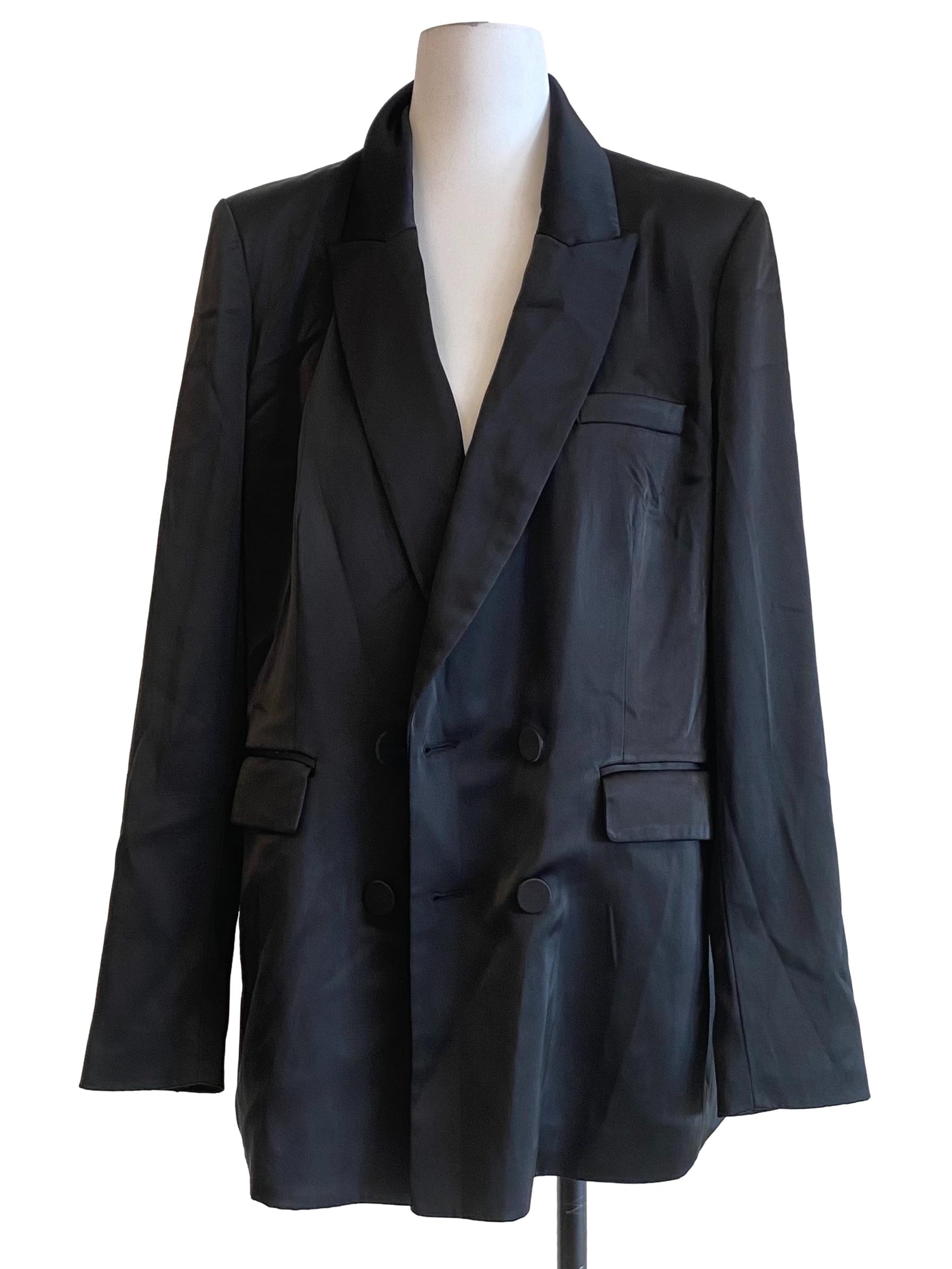 Black Fancy Satin Blazer