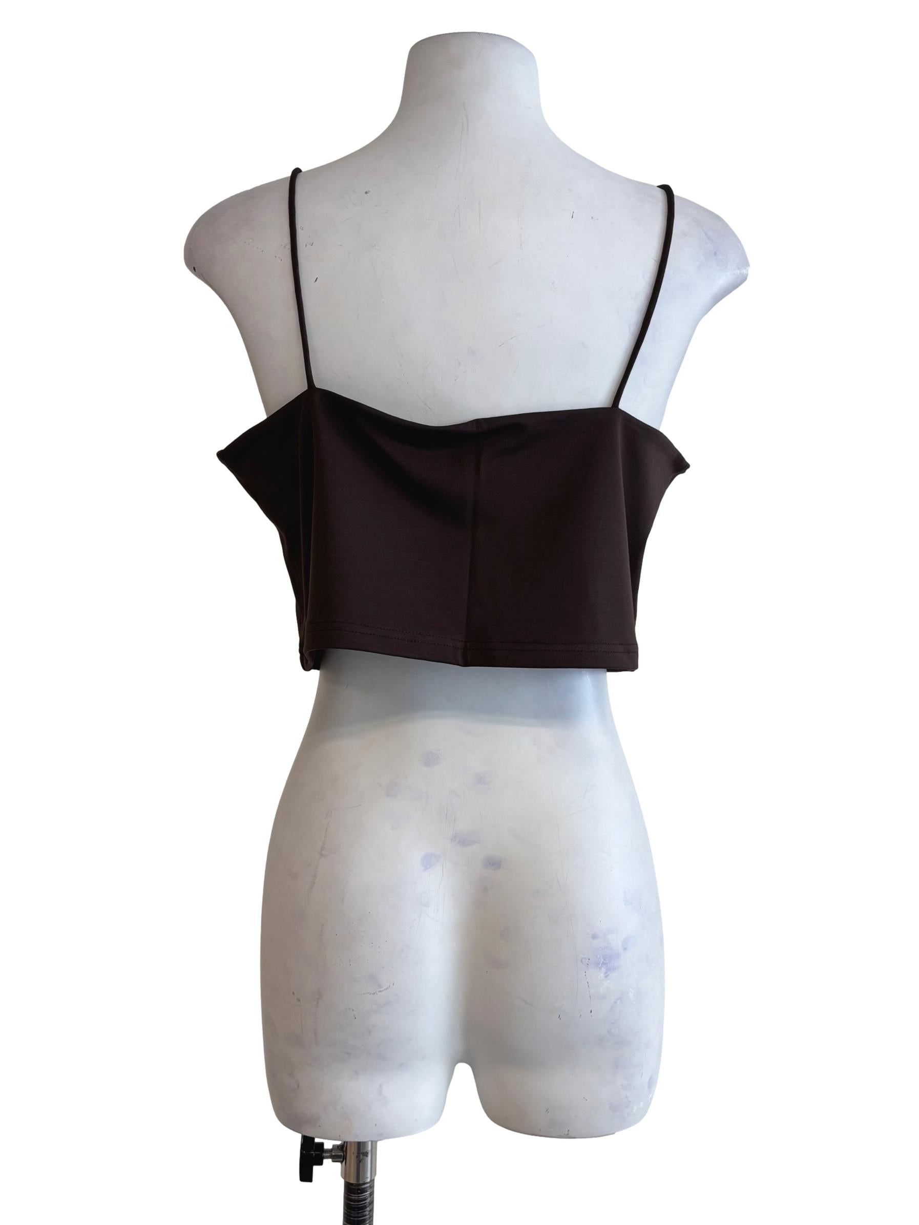 Brown Jalen Basic Crop Padded Top
