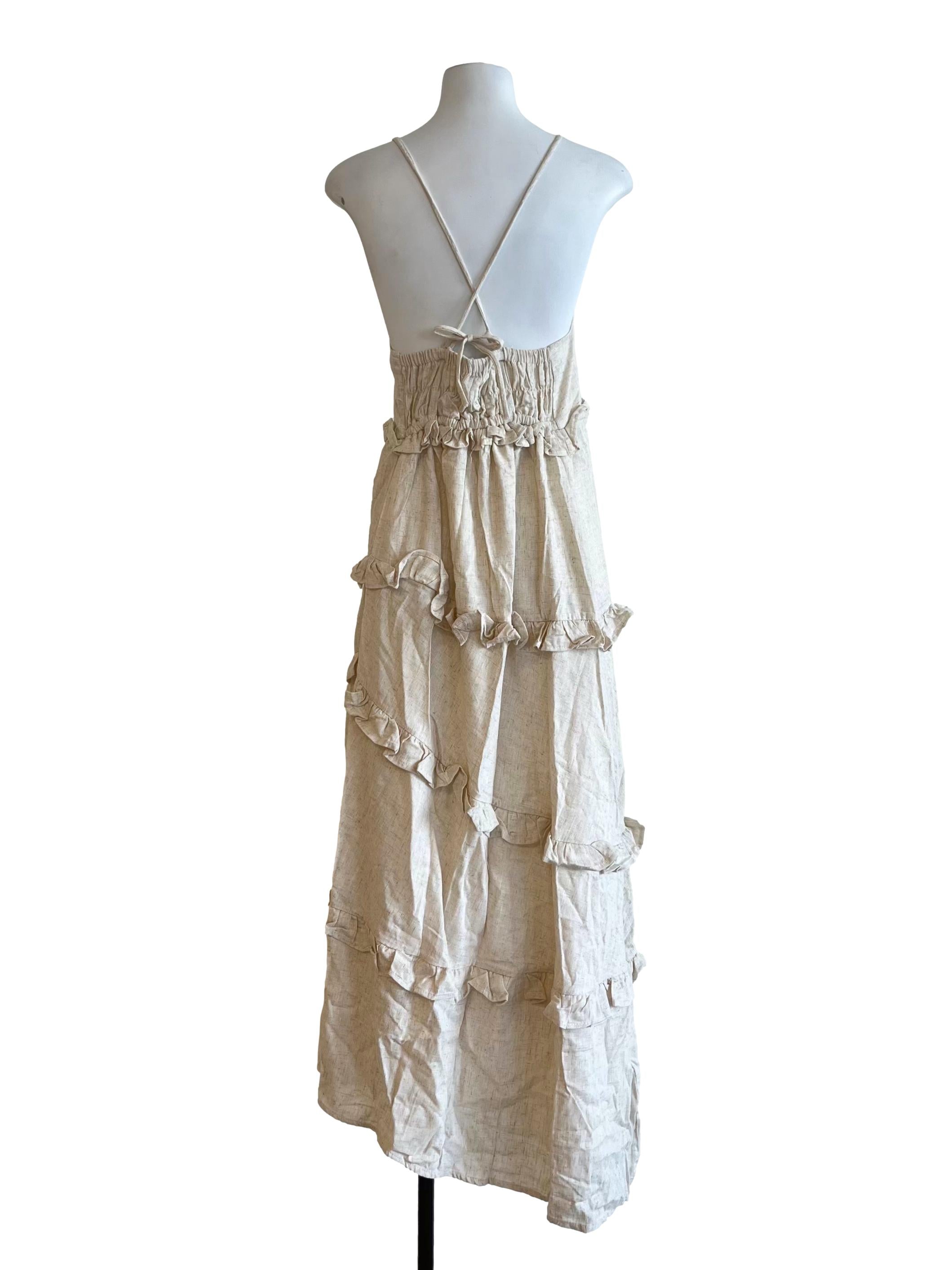 Linen Beige Halter Sundress