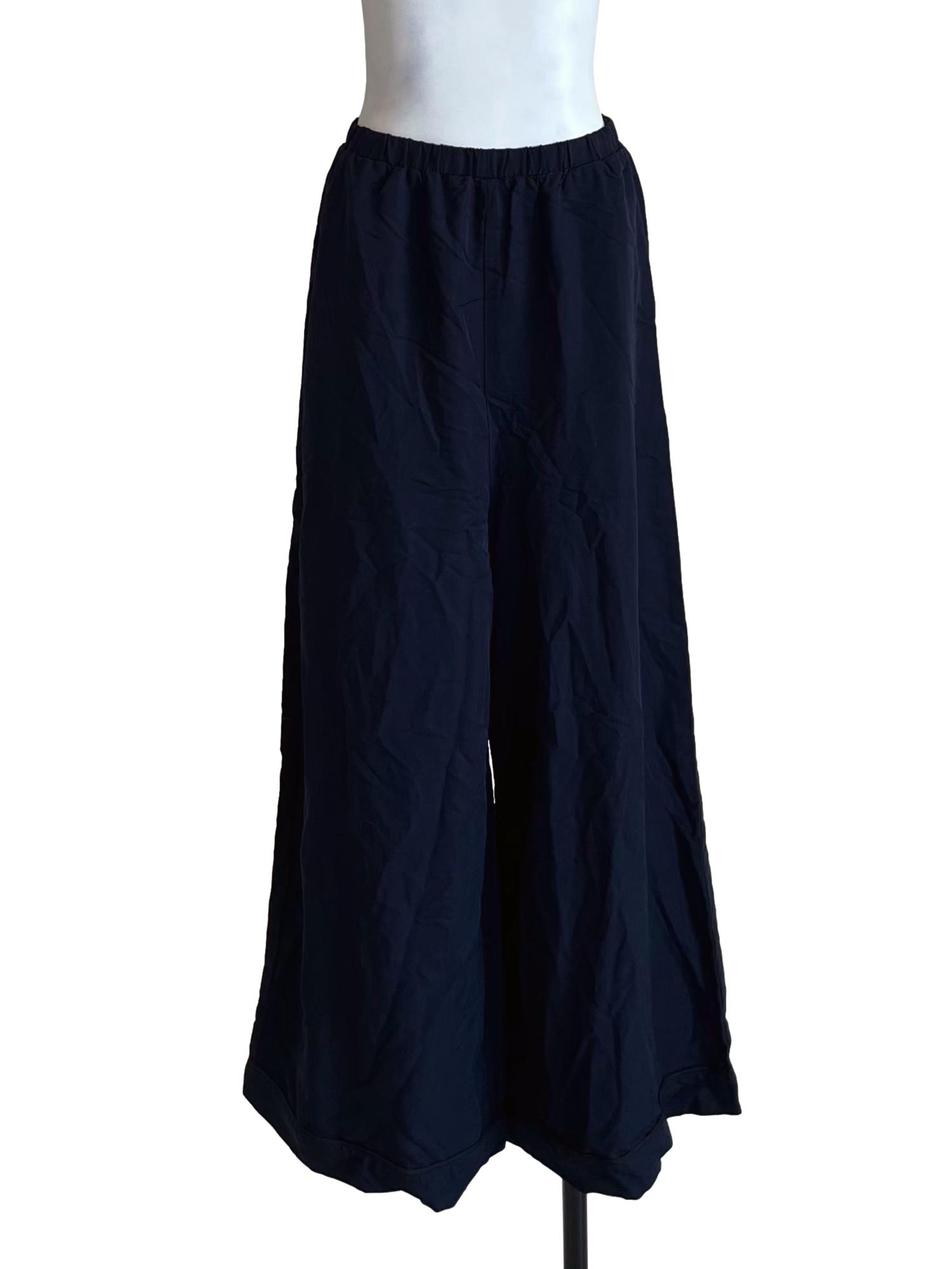 Navy Blue Relaxed Wide Leg Pants
