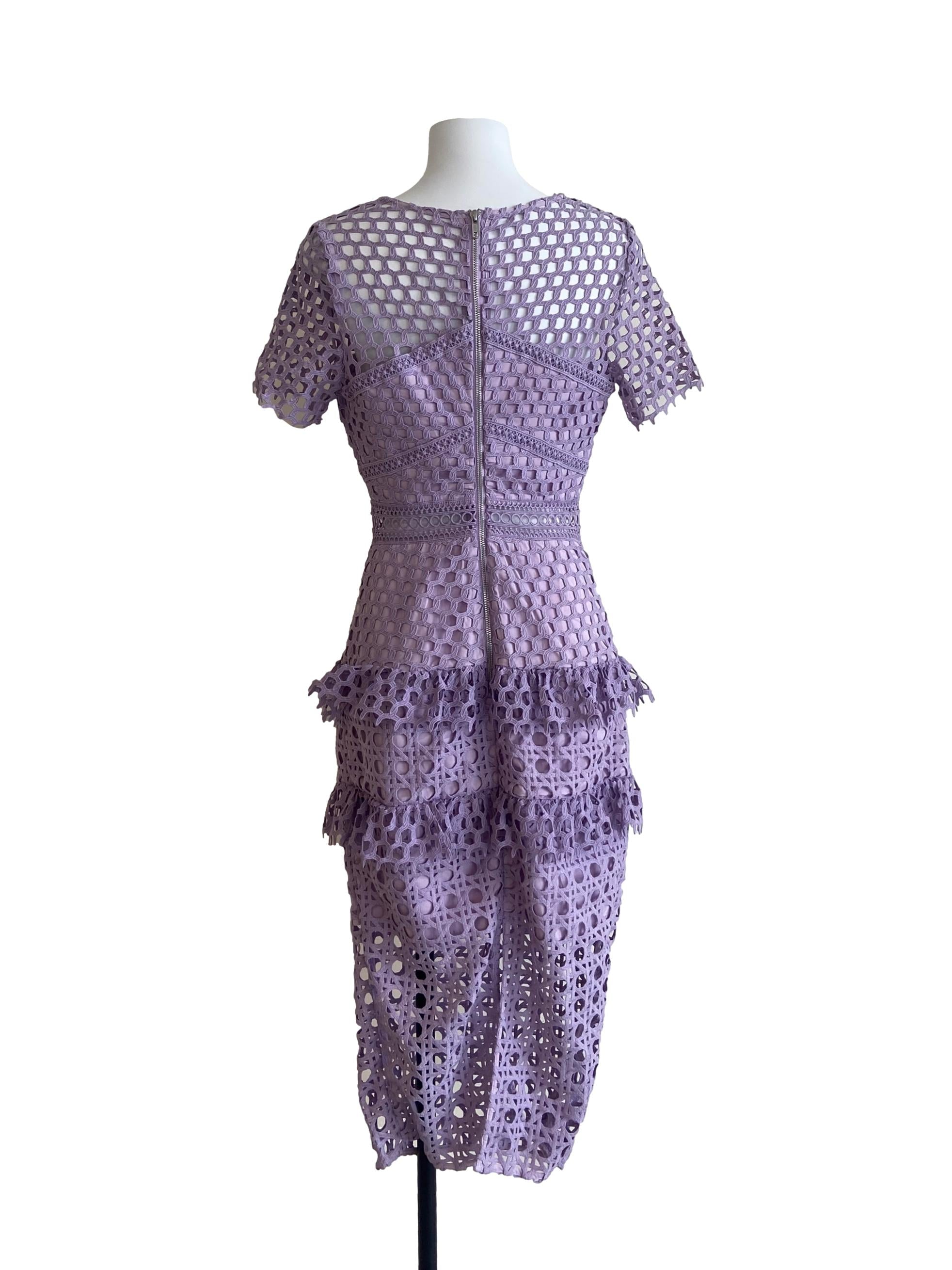 Lilac Purple Slit A-Line Lace Dress