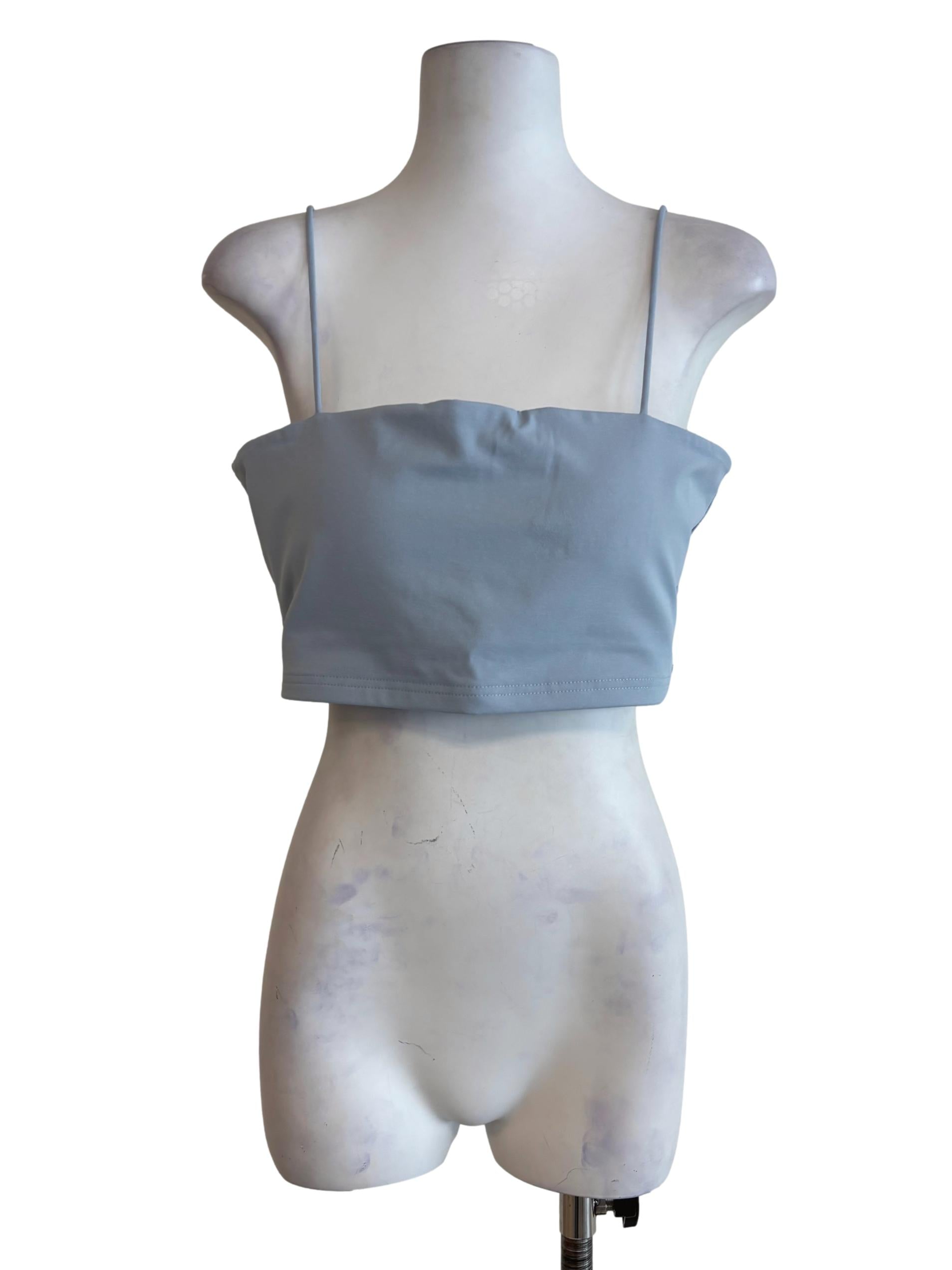 Blue Jalen Basic Crop Padded Top