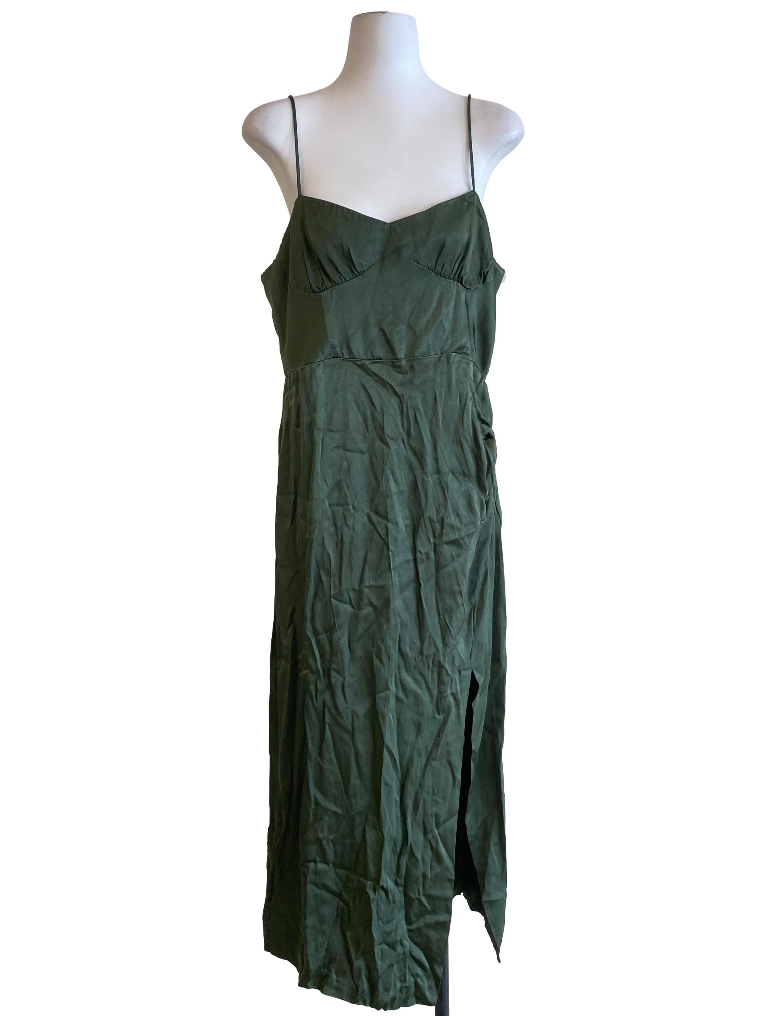 Emerald Green Satin Dress