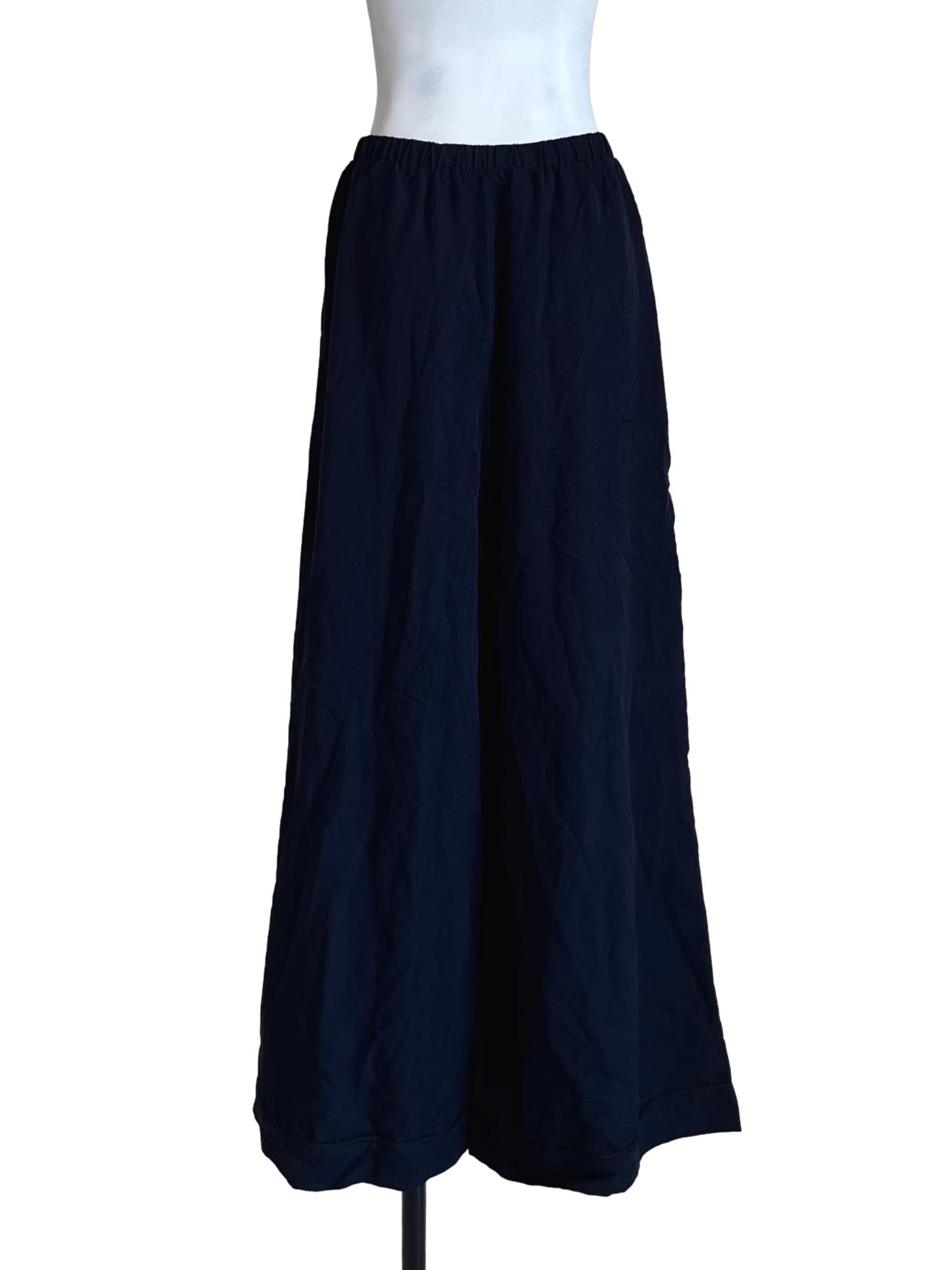 Navy Blue Relaxed Wide Leg Pants