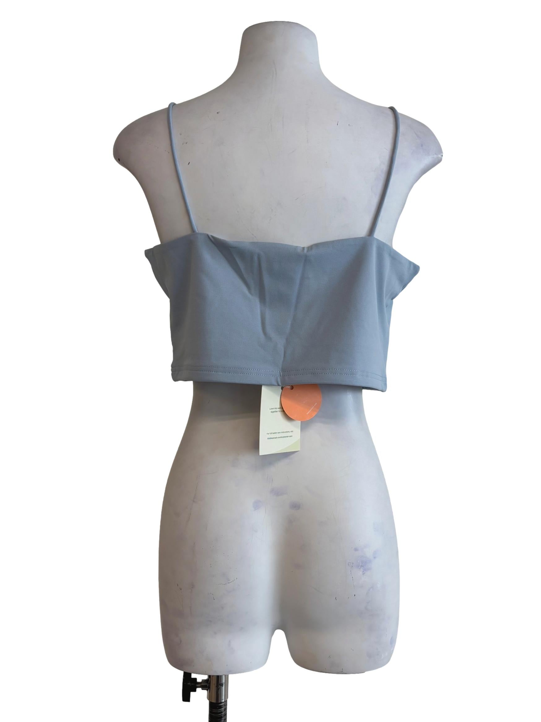 Blue Jalen Basic Crop Padded Top