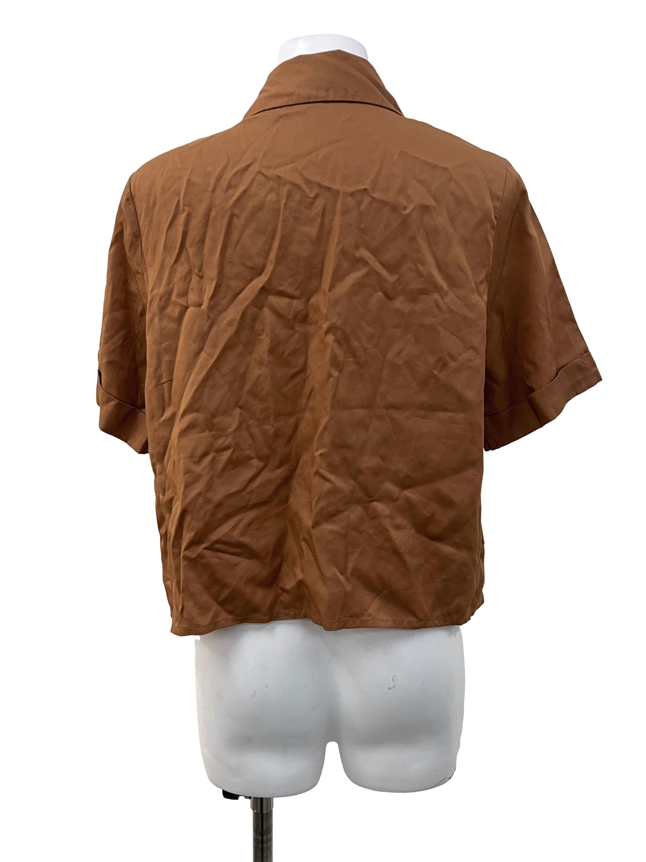 Tawny Button Down Cropped Blouse