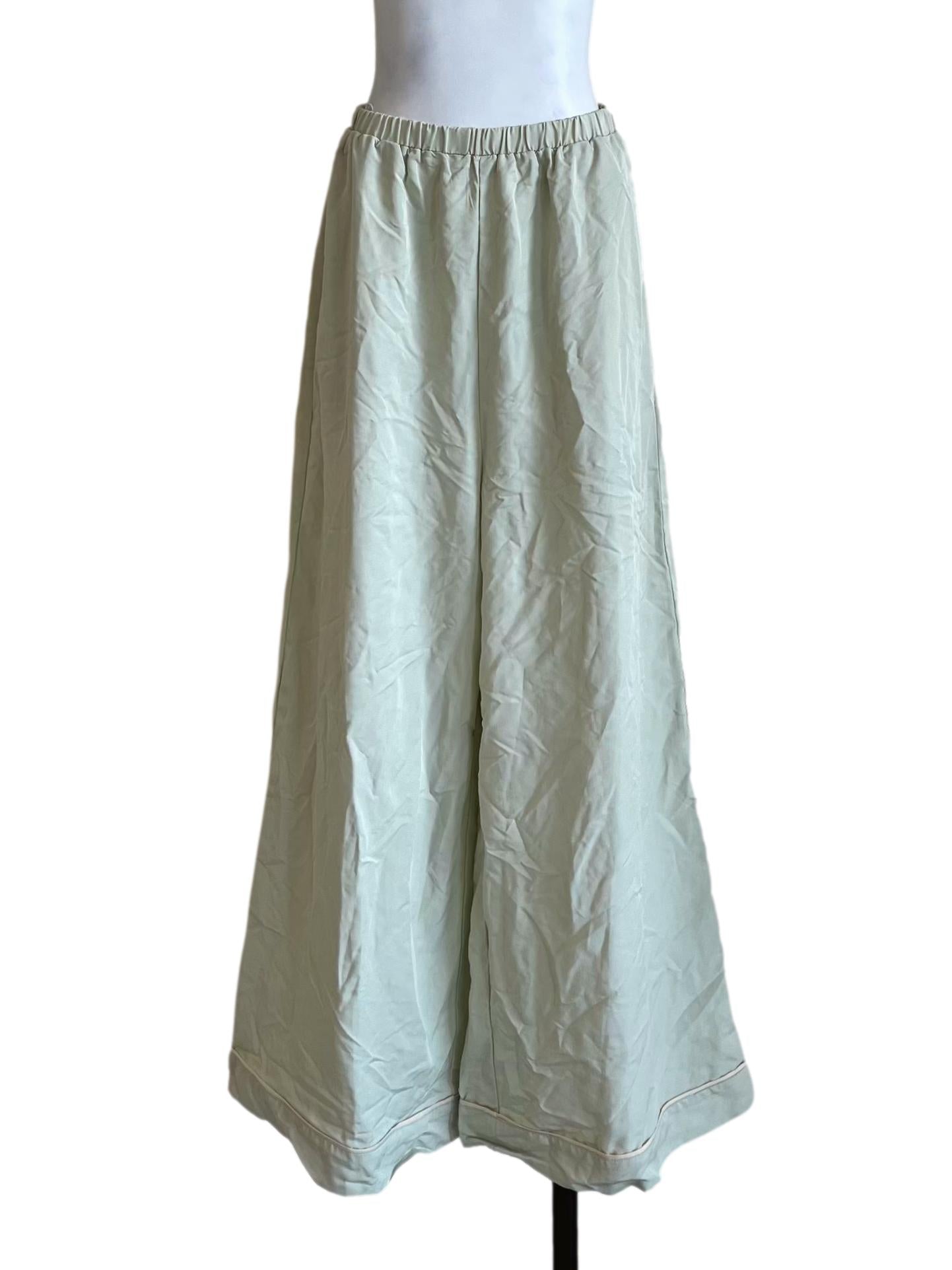 Pistachio Green Relaxed Wide Leg Pants