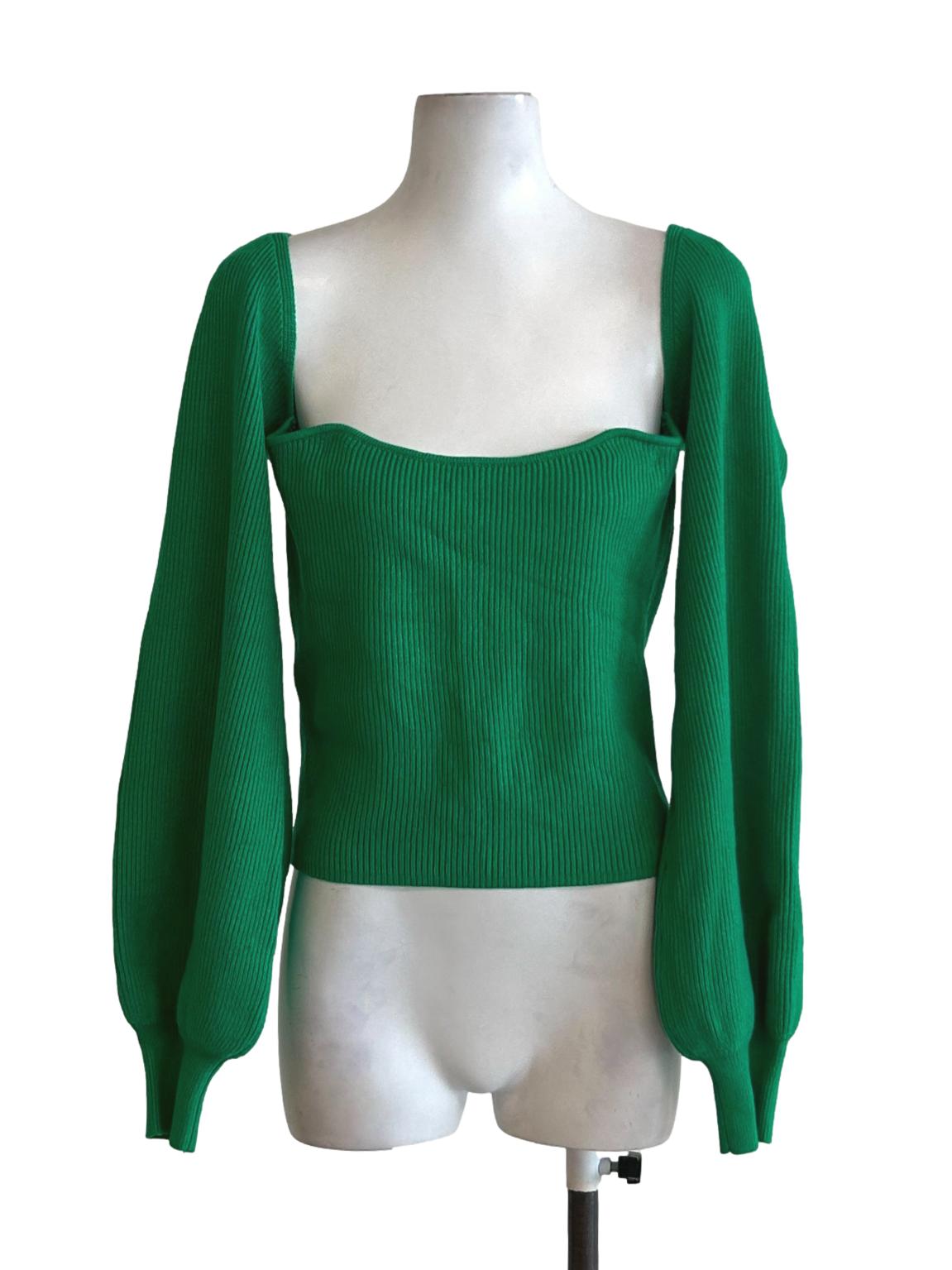 Green Sweetheart Knit Top