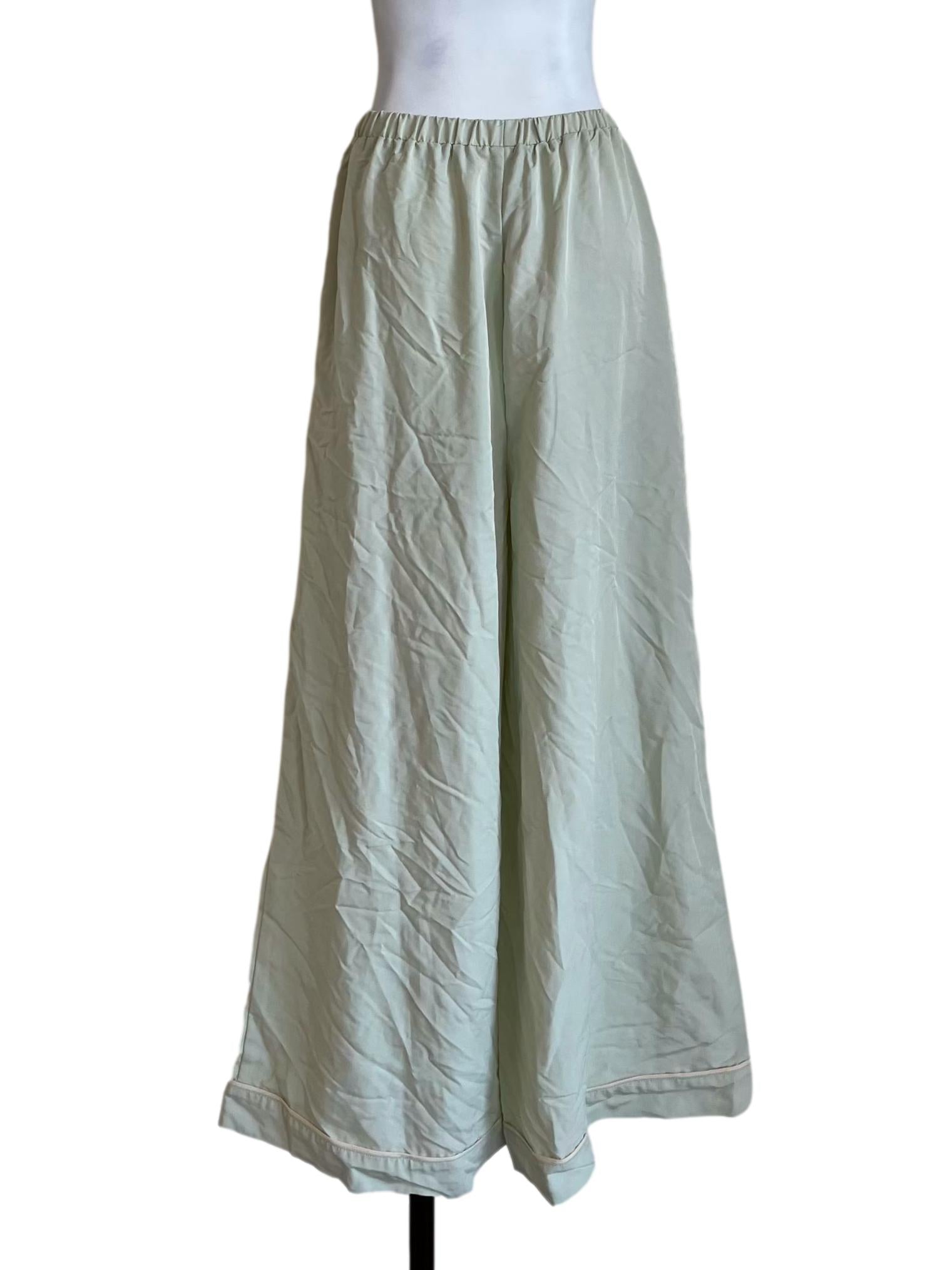 Pistachio Green Relaxed Wide Leg Pants