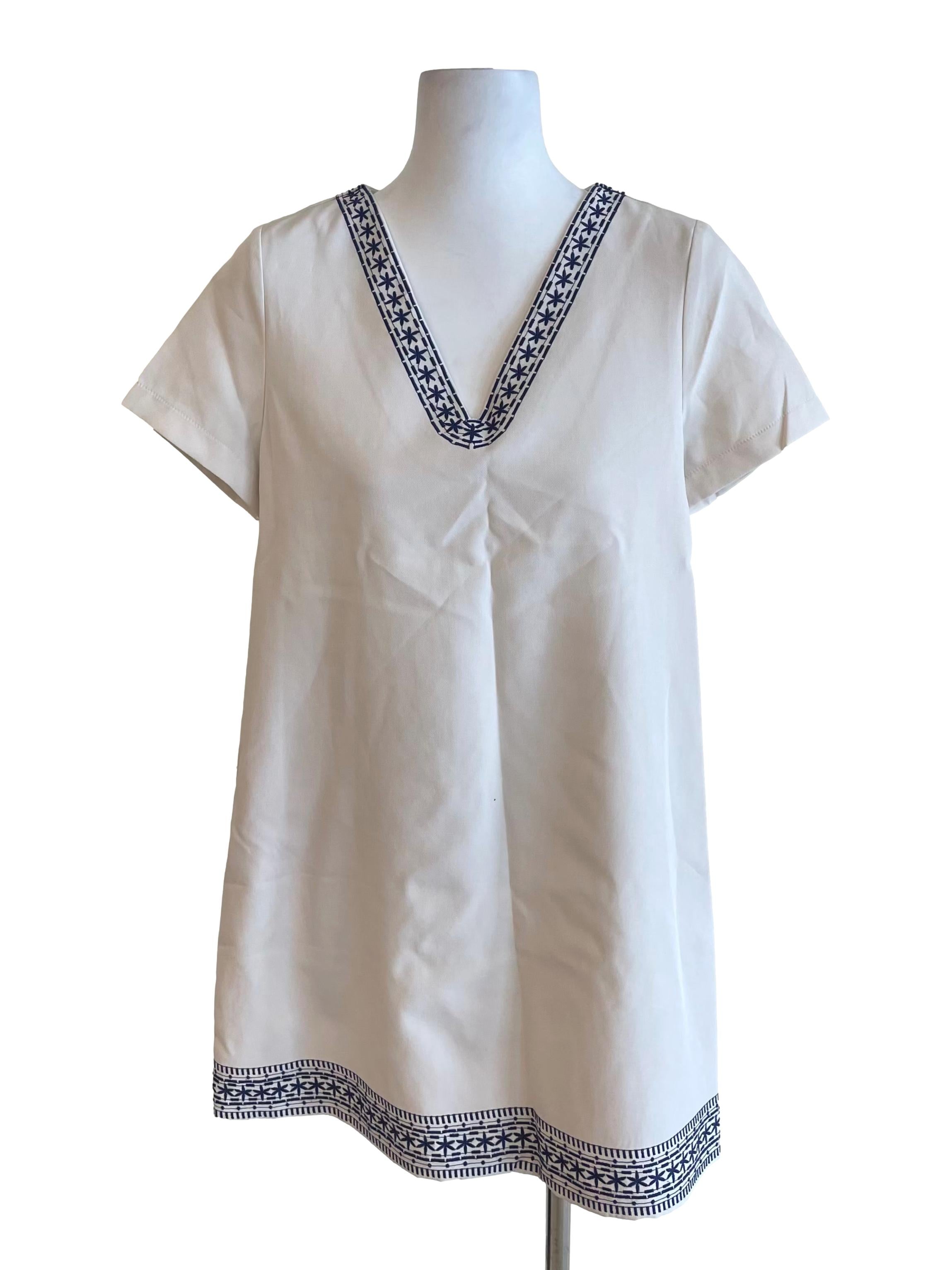 Porcelain Ethnic V Neck Dress