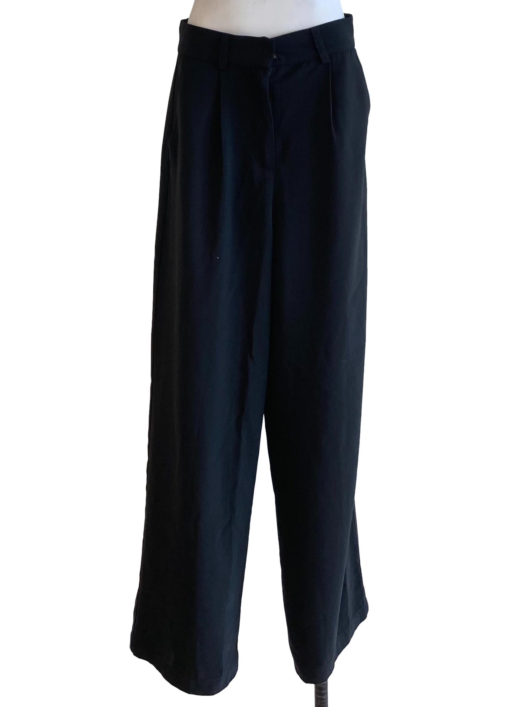 Black Loose Straight Cut Trousers