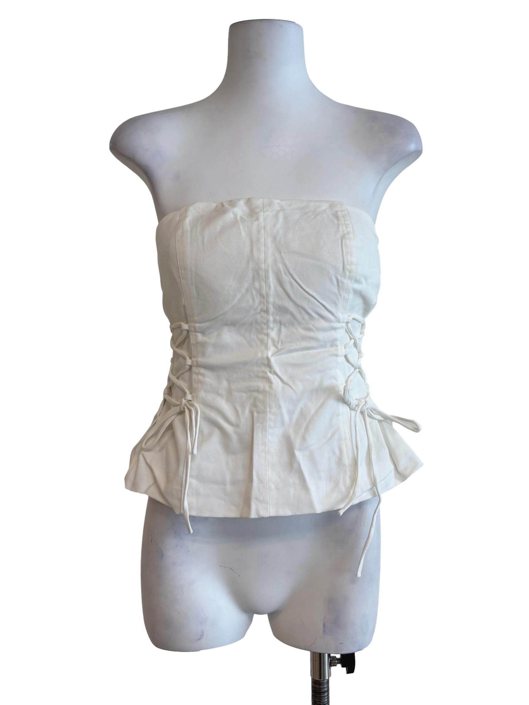 White Nasha Lace Up Tube Padded Top