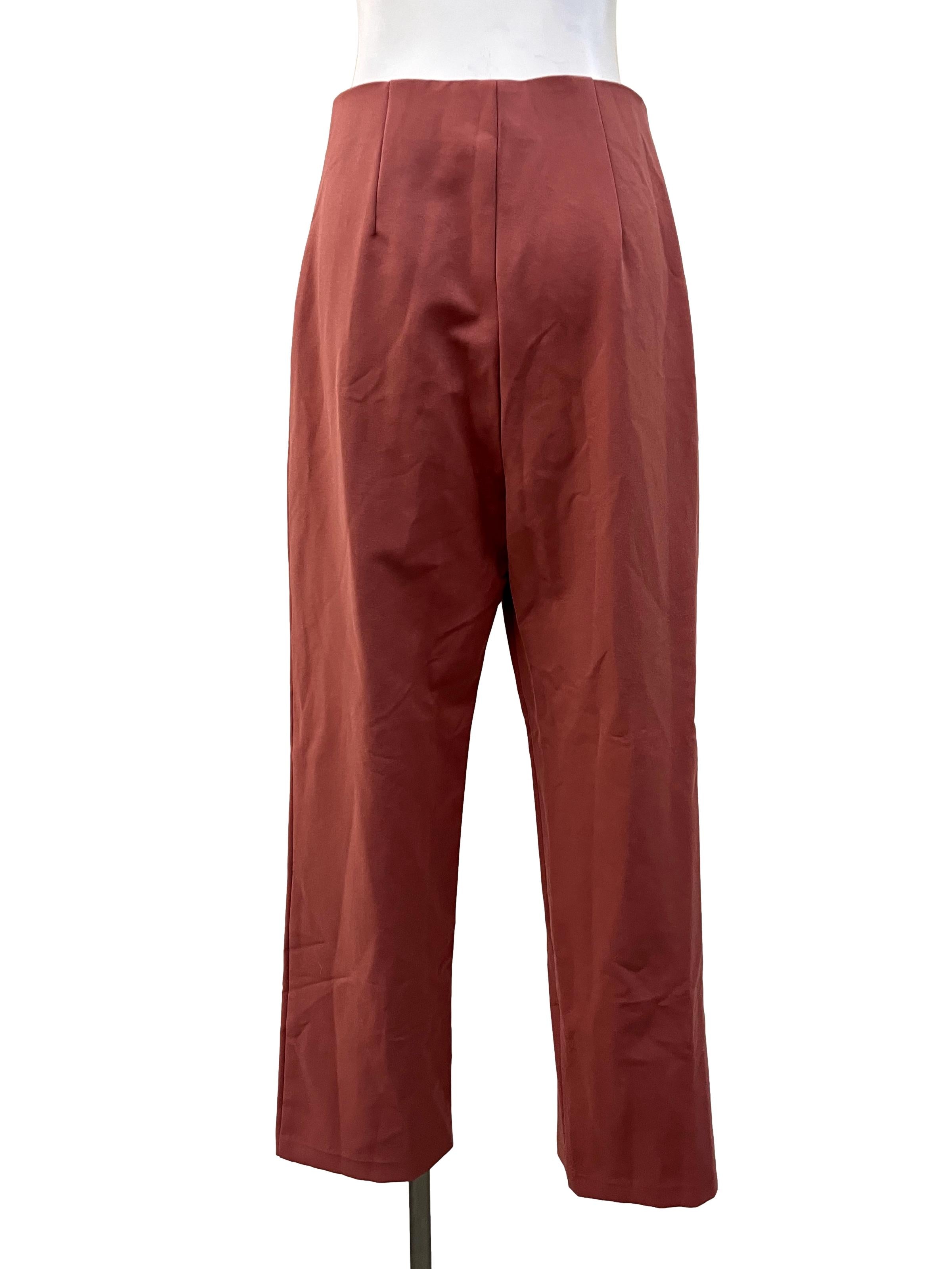 Pink Middle Pleat Straight Cut Pants