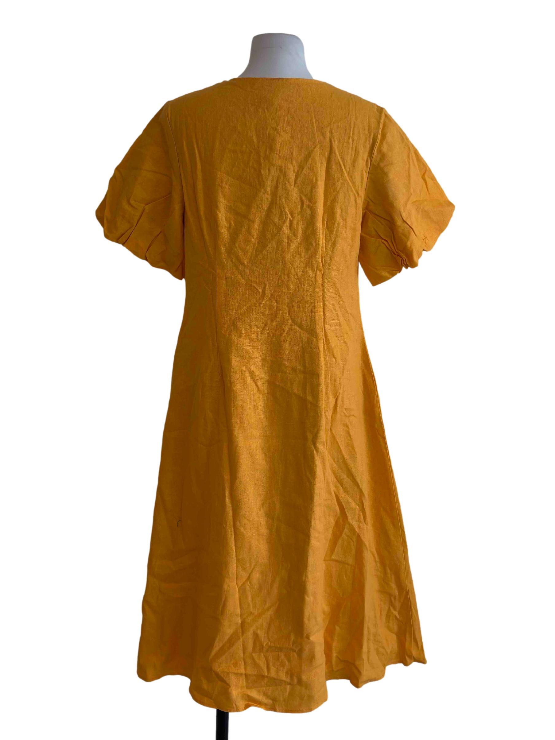 Butterscotch Orange Button Front Midi Dress