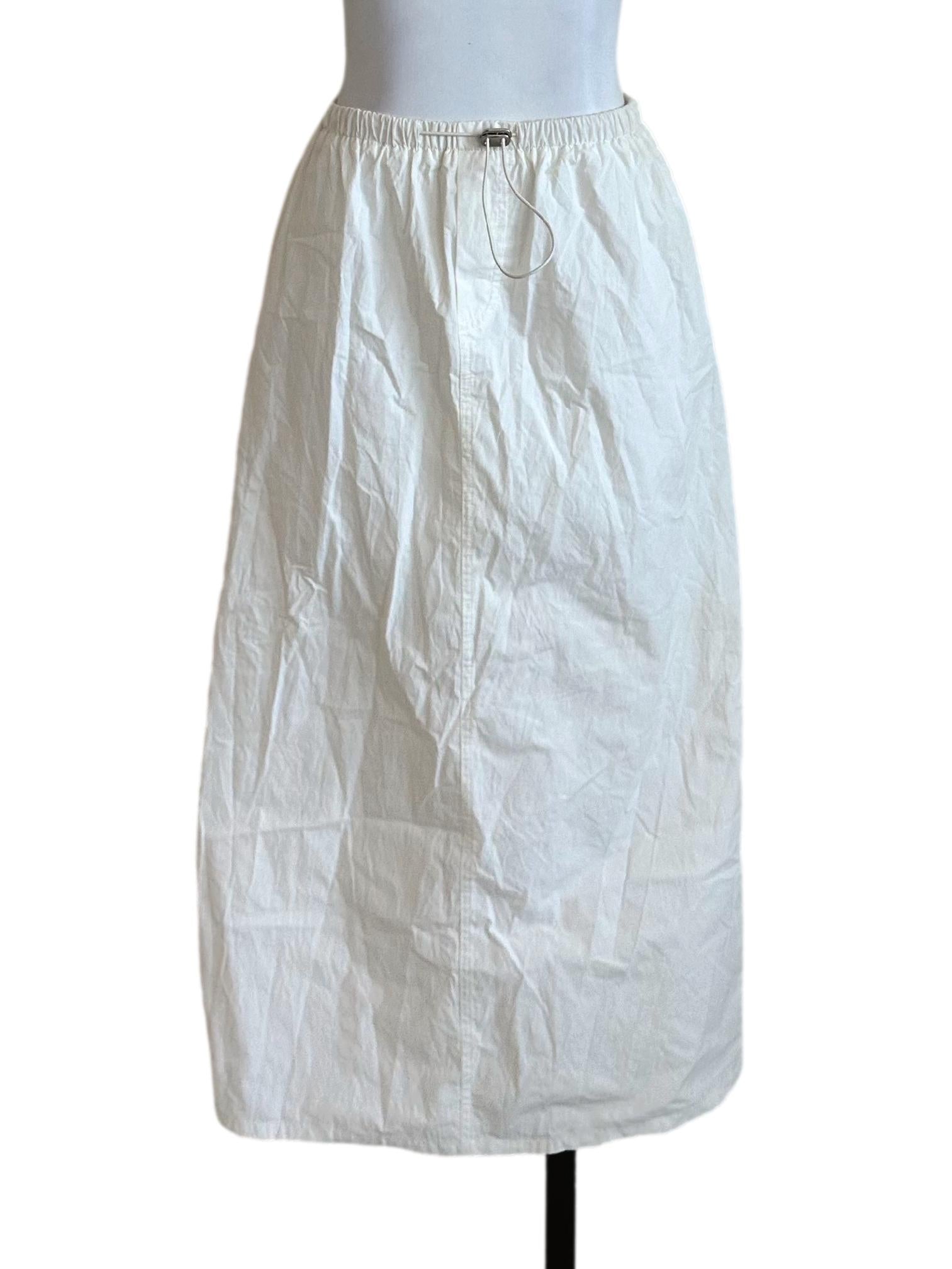 Ivory White Elastic Waist Slit Skirt TTR