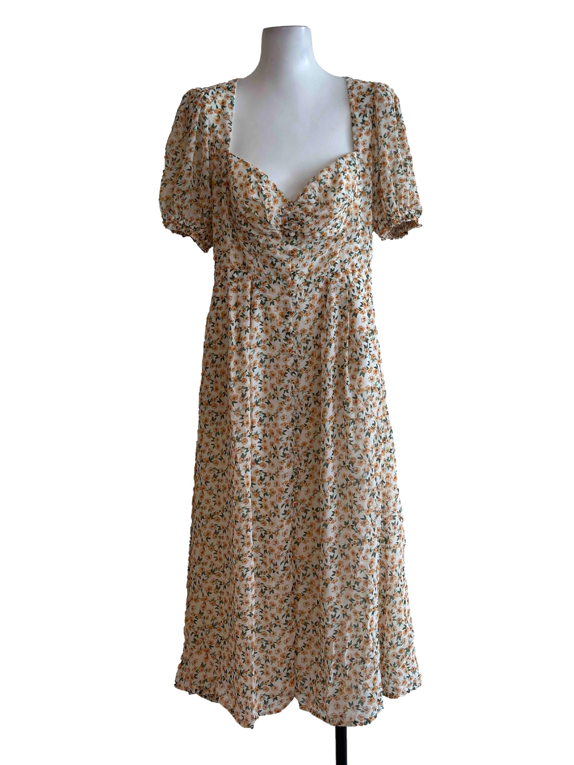 Yellow Floral Yasmine Midi Dress