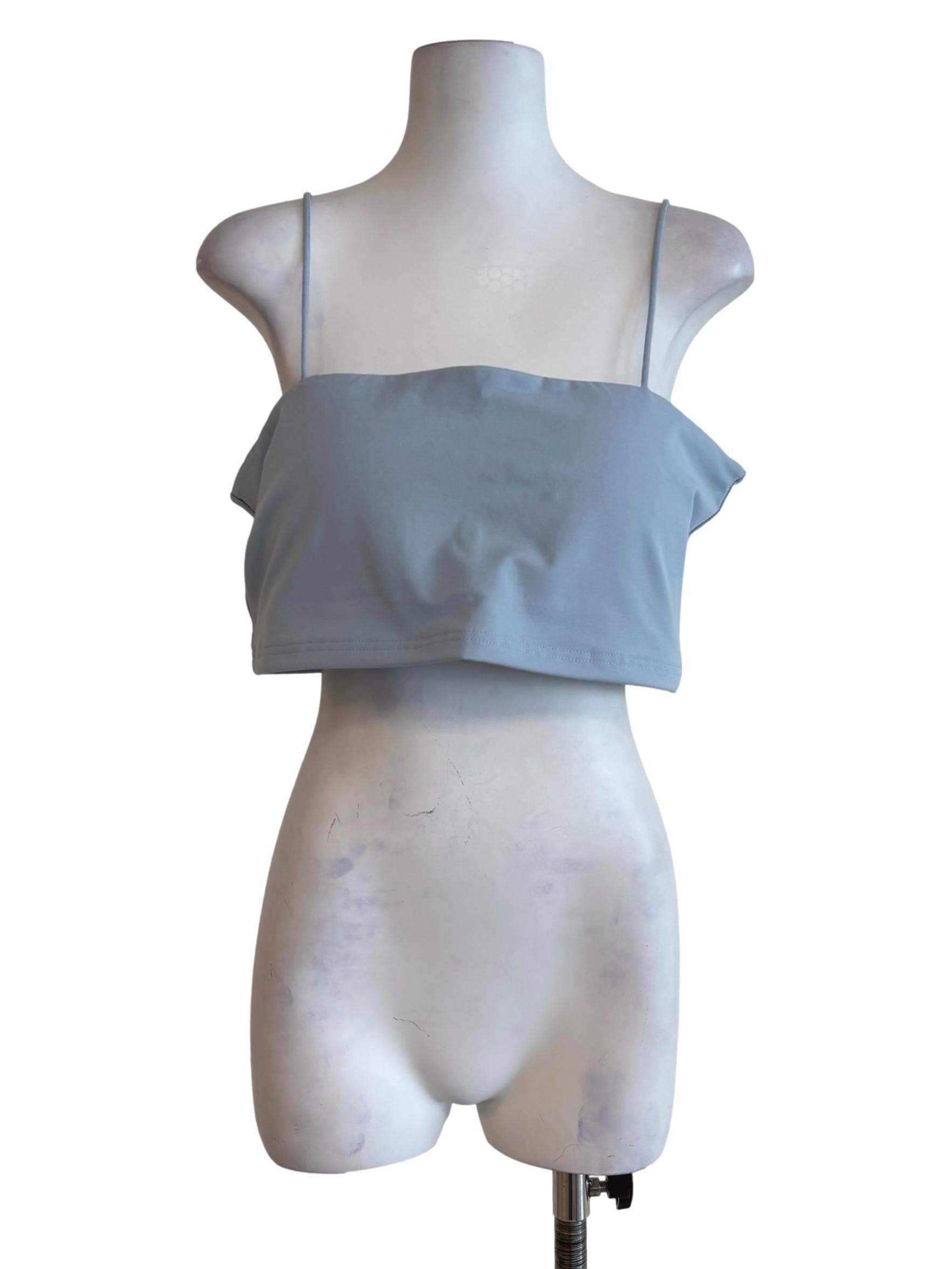 Blue Jalen Basic Crop Padded Top