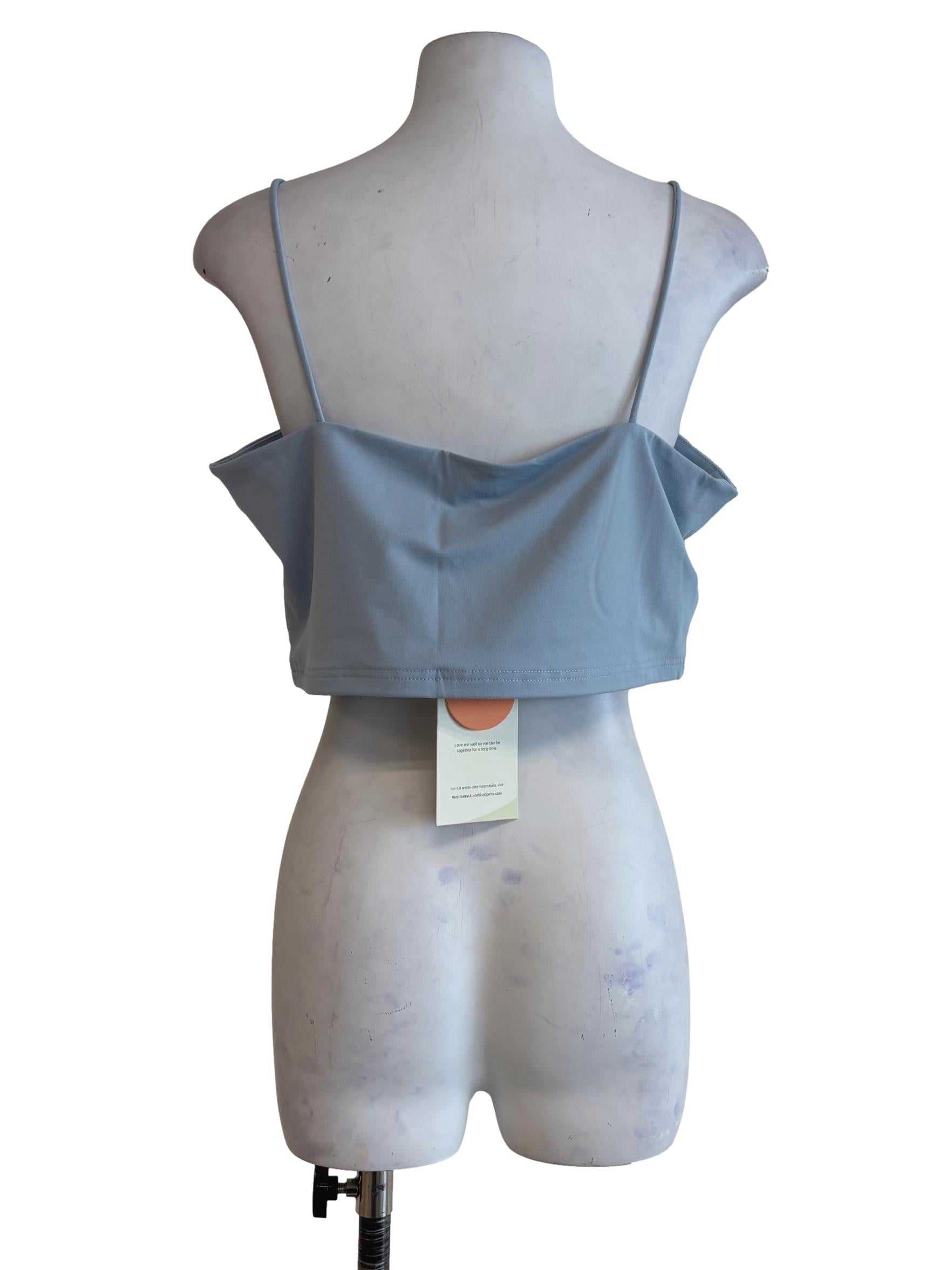 Blue Jalen Basic Crop Padded Top