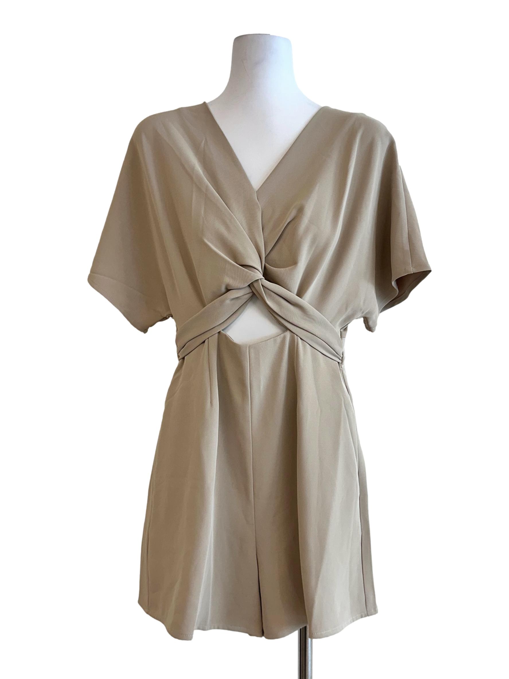 Biscotti Beige Twist Pattern Romper LB