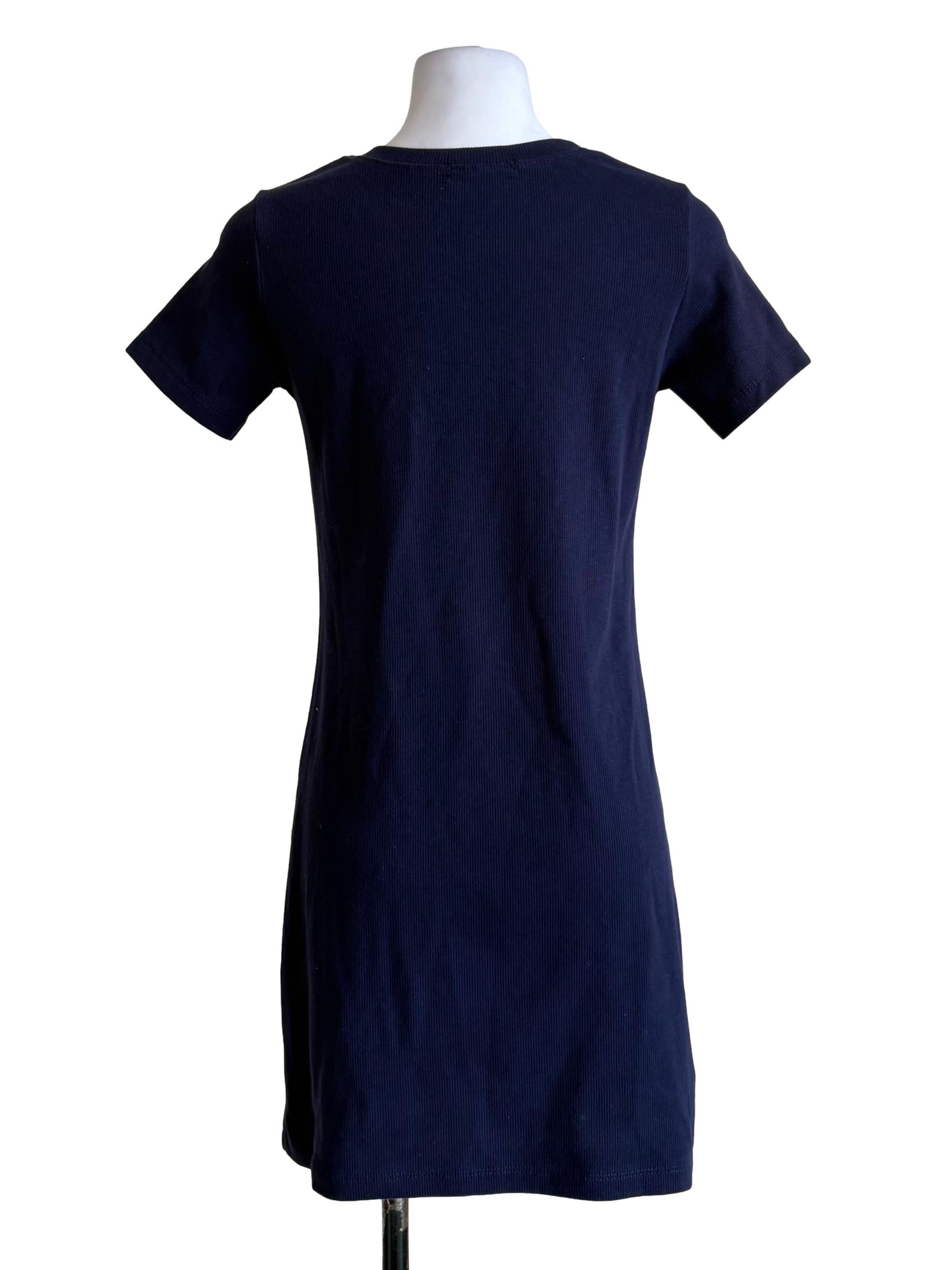 Indigo Blue Knitted Crewneck Shirt Dress