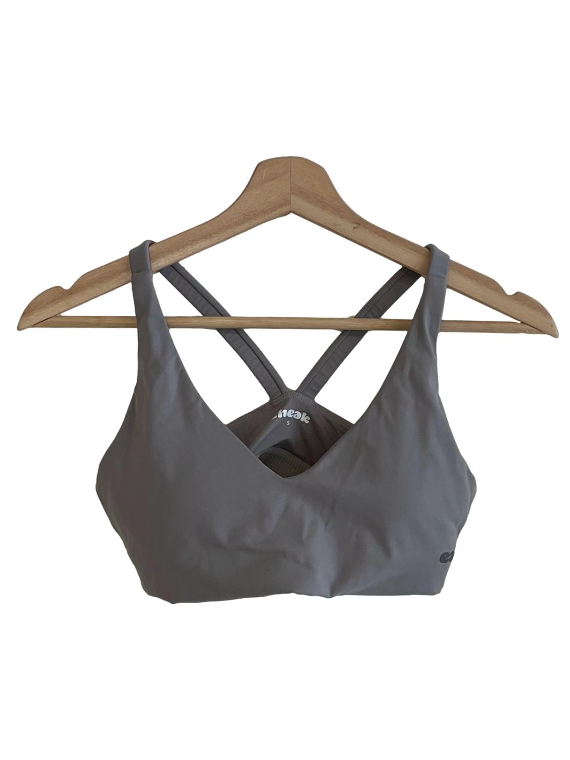 Fossil Grey V-Neckline Sports Bra