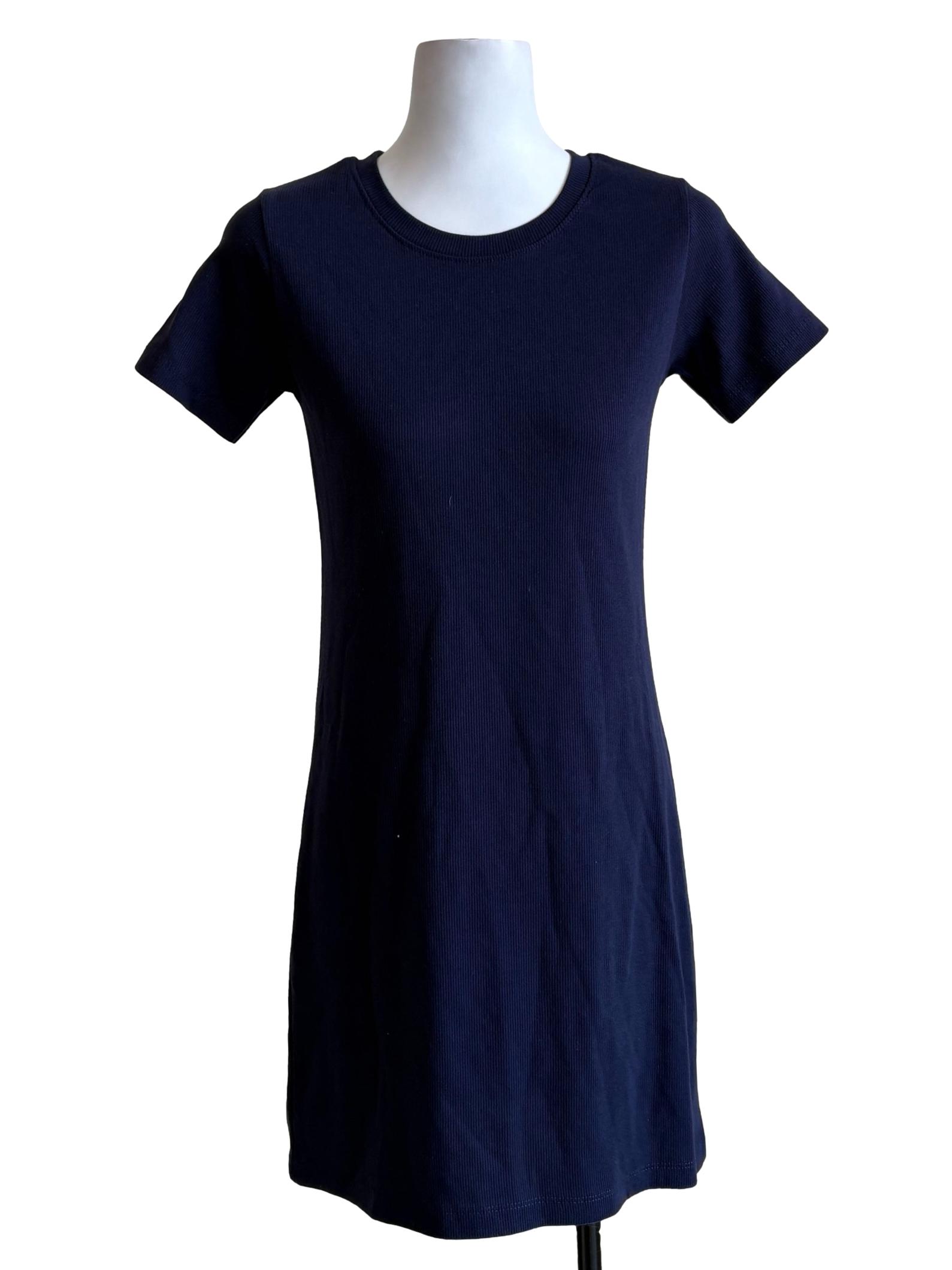 Indigo Blue Knitted Crewneck Shirt Dress