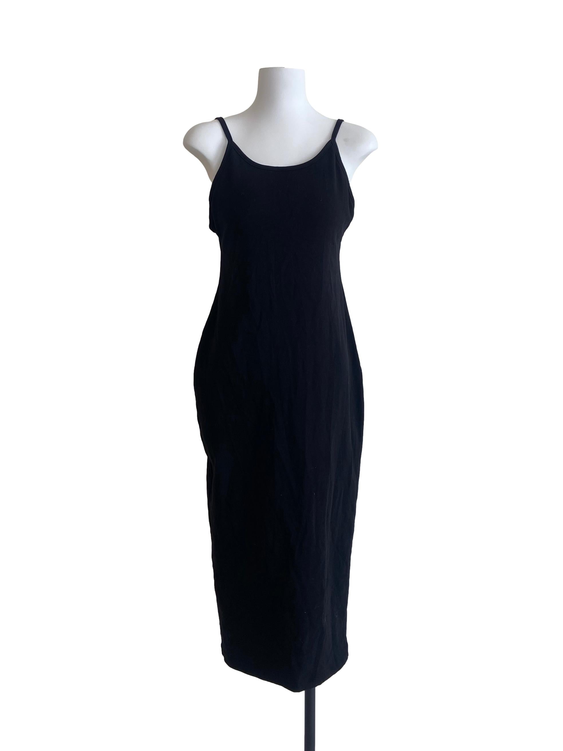 Black Twill Slit Dress