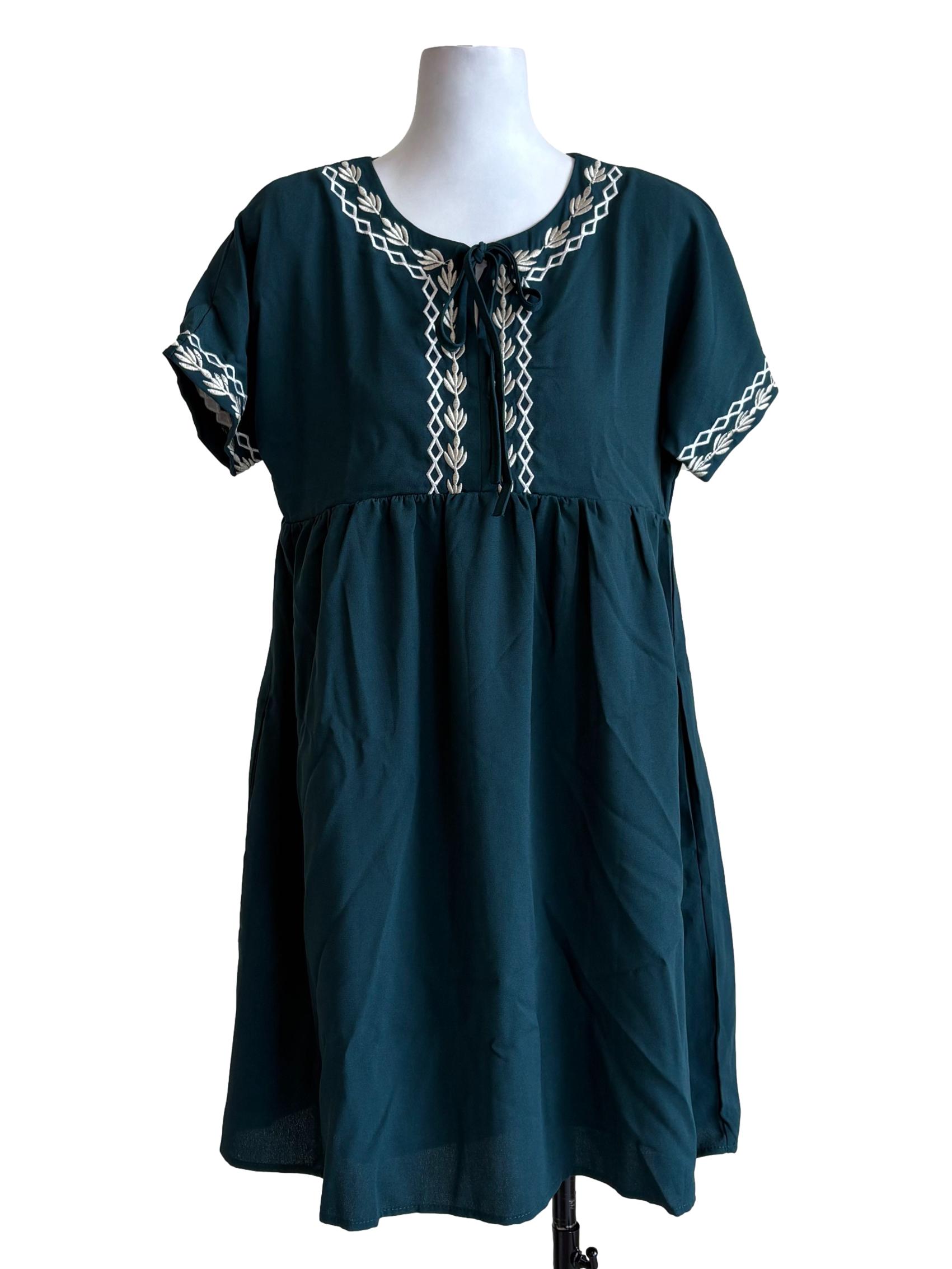 Ocean Blue Embroidered Dress