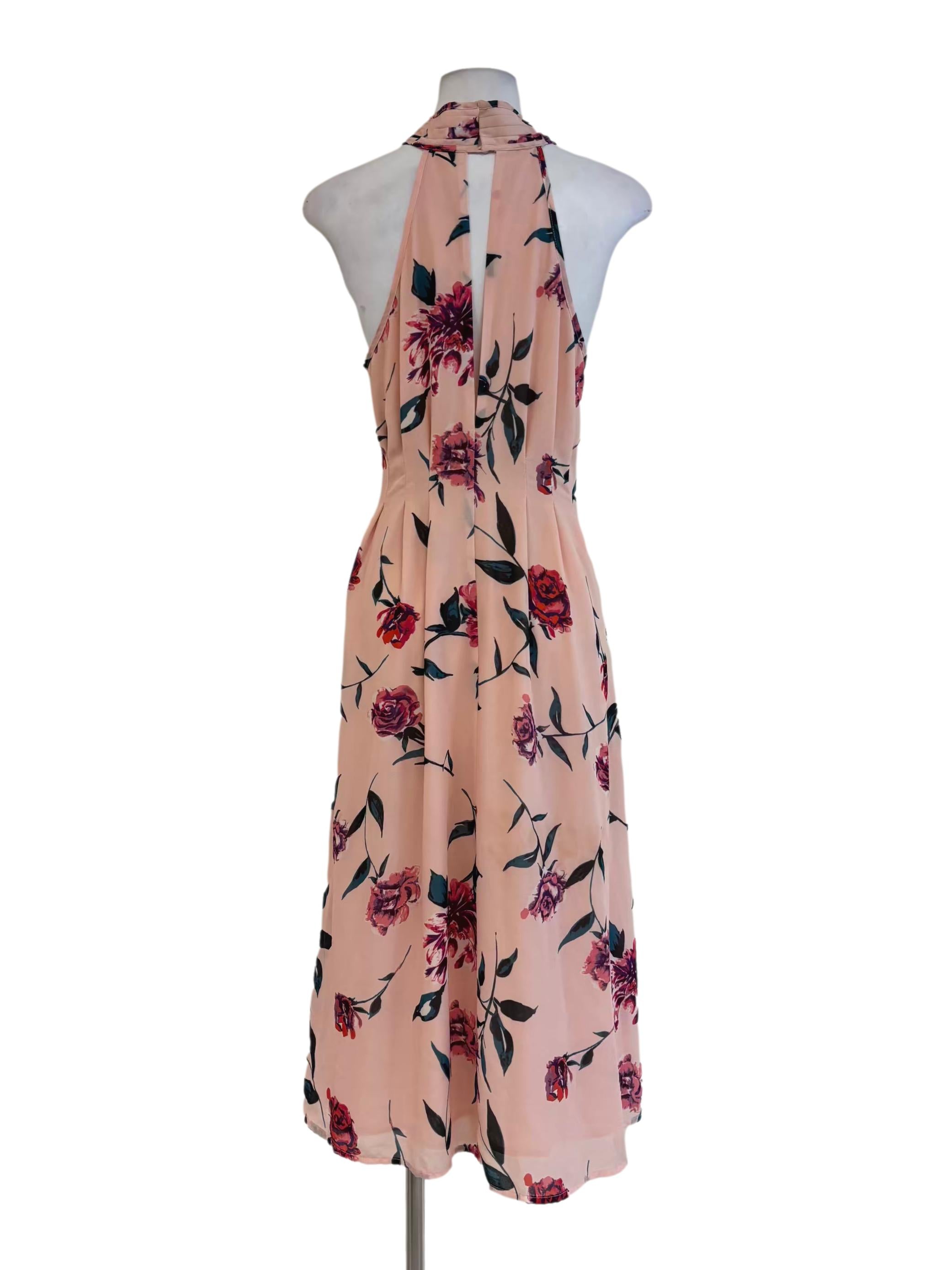 Marshmallow Pink Cross Neck Flare Dress