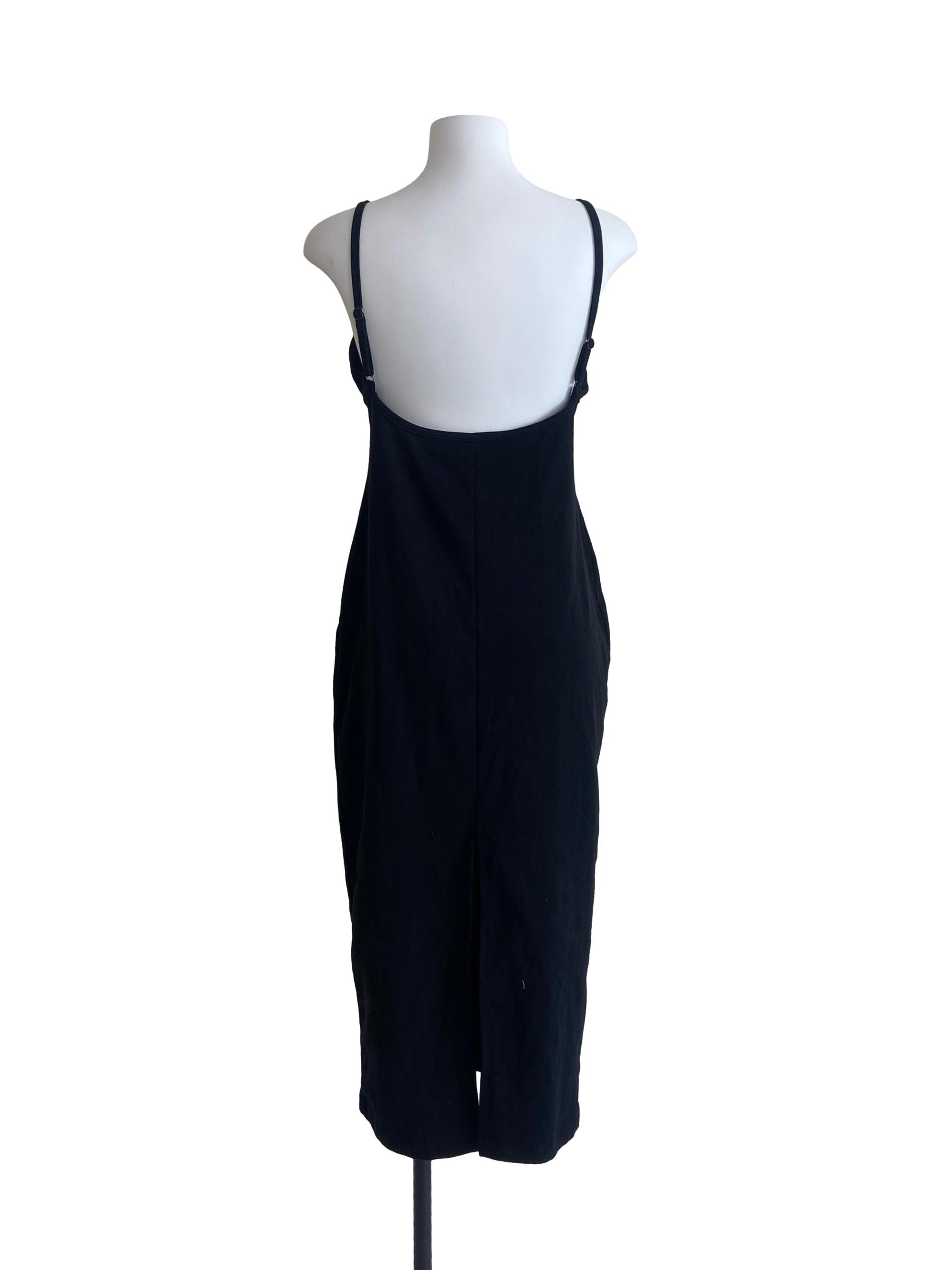 Black Twill Slit Dress