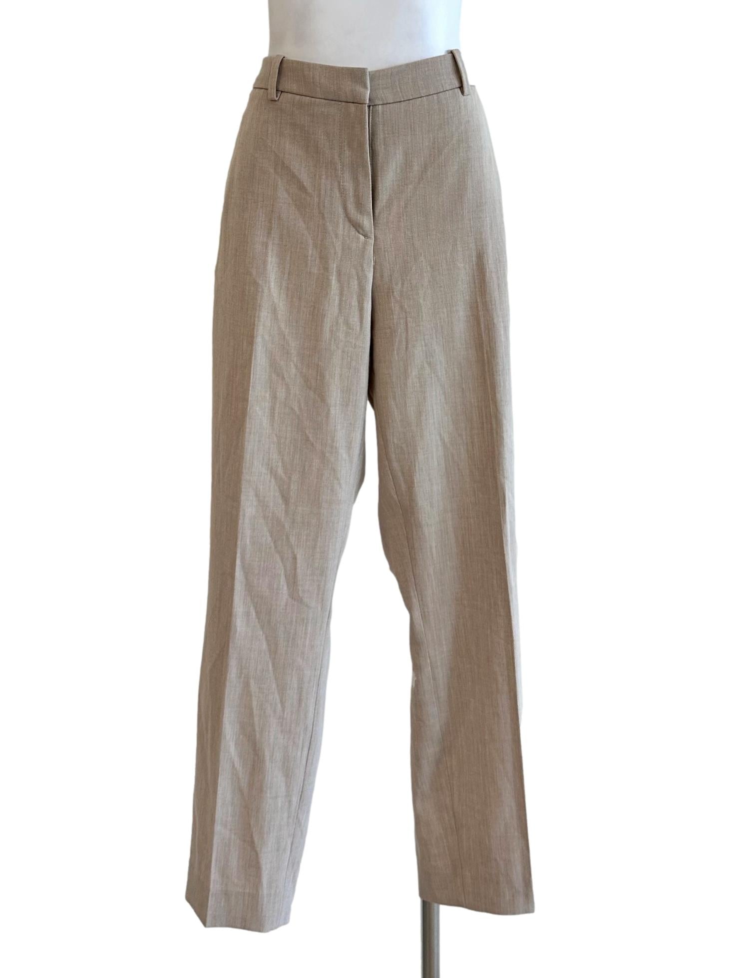 Beige Plain Formal Pants