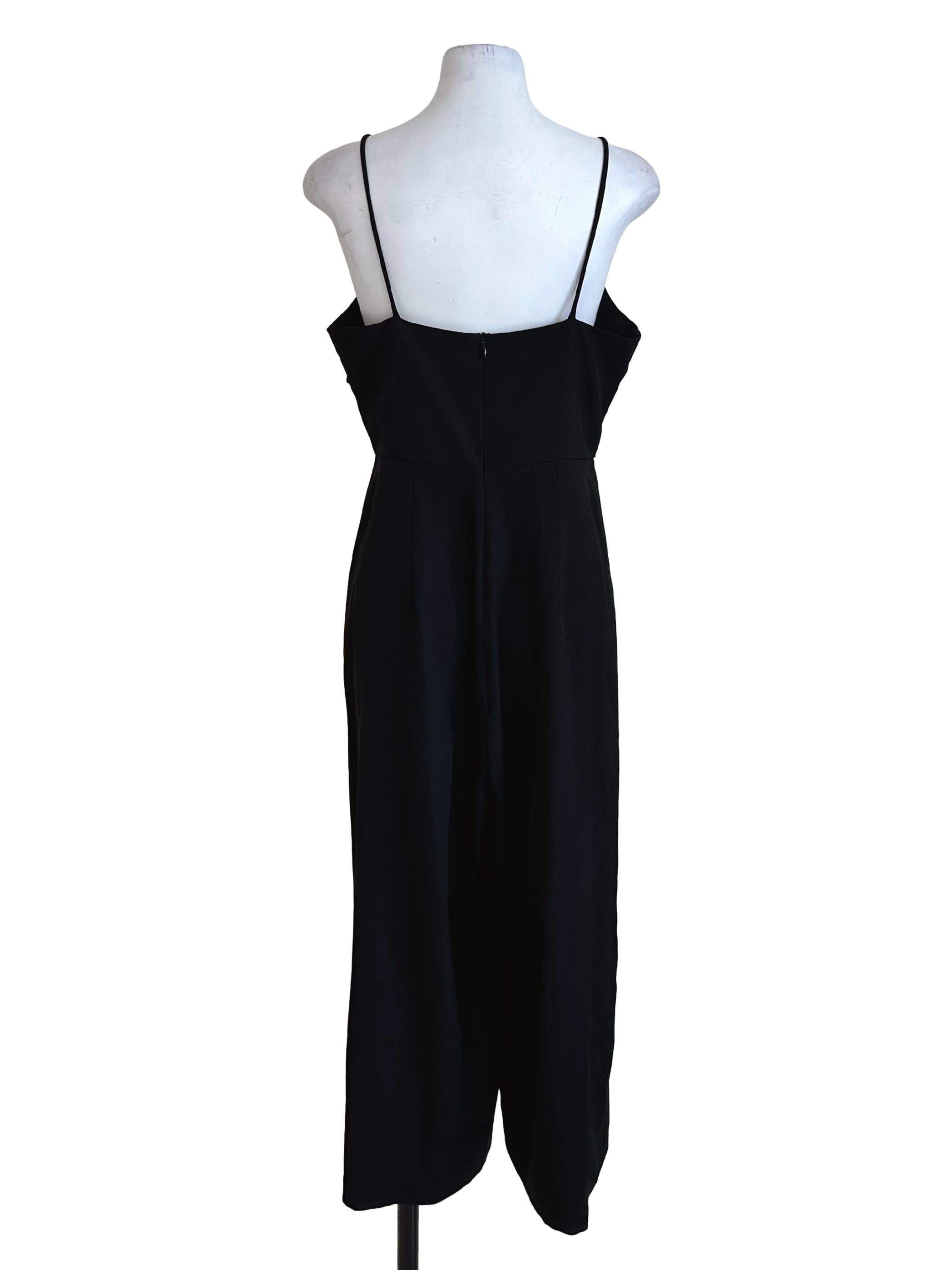 Onyx Black V Neck Ruffle Jumpsuit